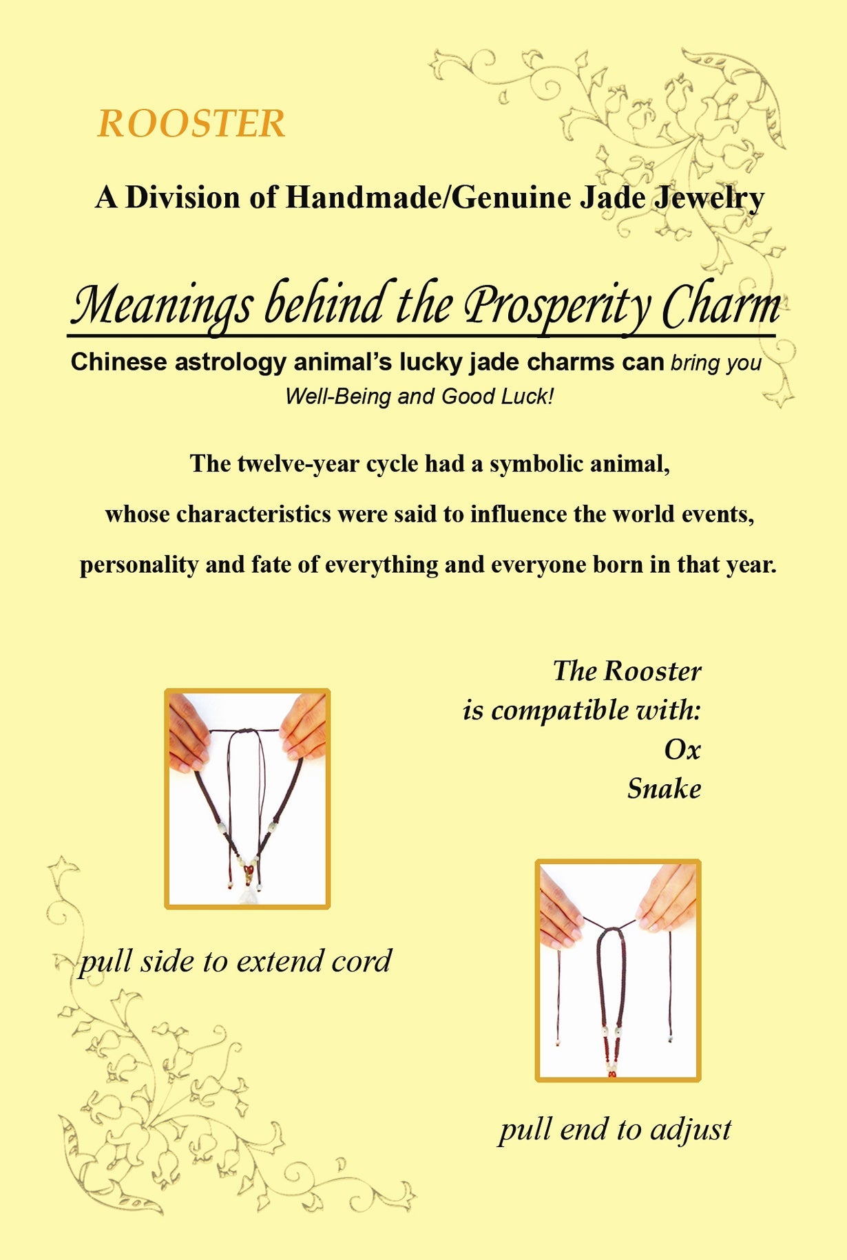 Elevate your style with our exquisite Handmade Rooster Chinese Zodiac Jade PendantNecklacesSerenity Jade