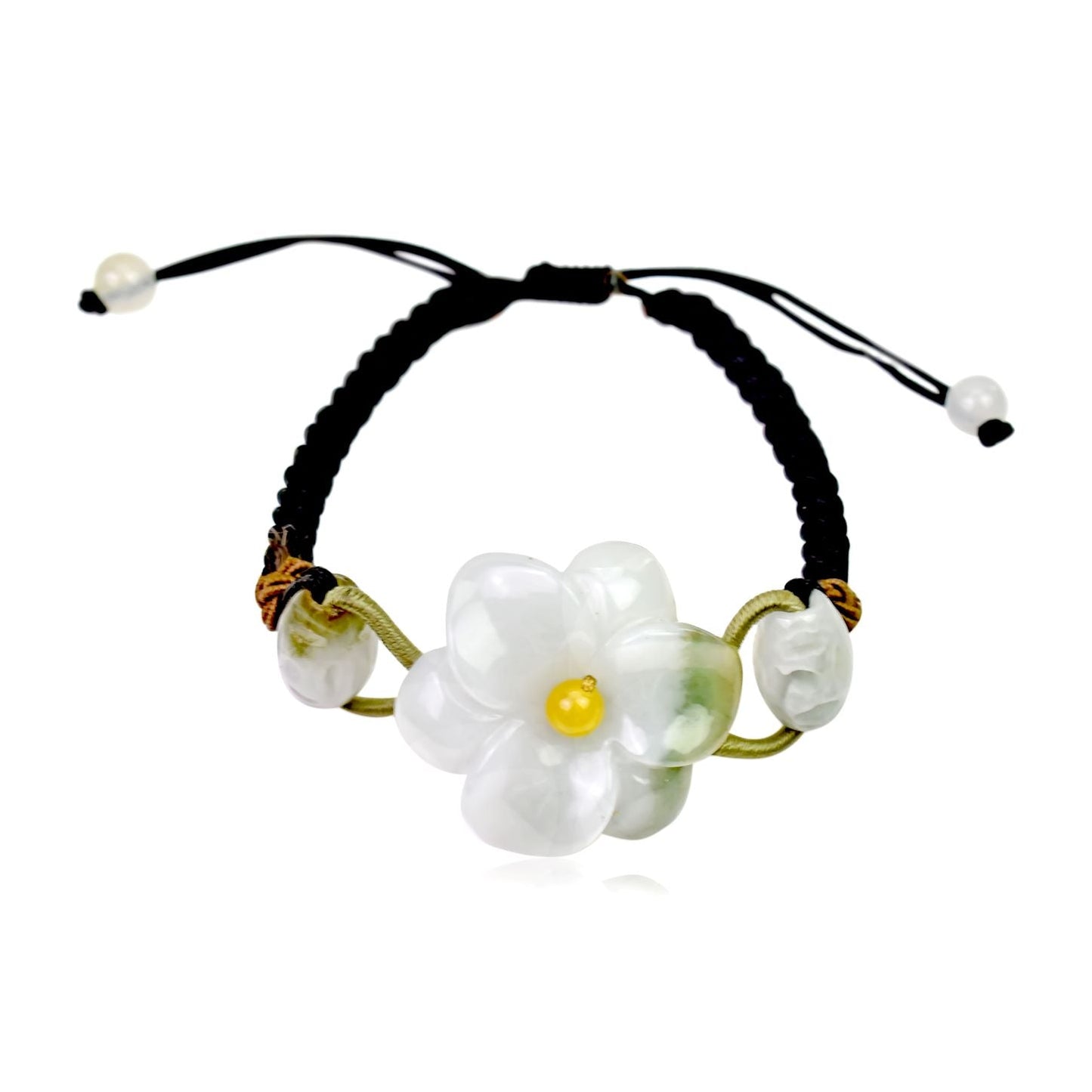 Amaryllis white flower gift romantic jade pendant bracelet for Valentine’s Day full of love and protective energy