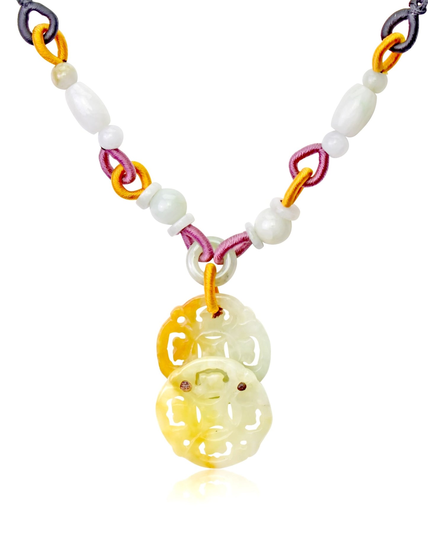 Ancient Coin Necklace with Yellow Jade Stone Unique Handmade Jewelry for Women for Mother's Day or Birthdays