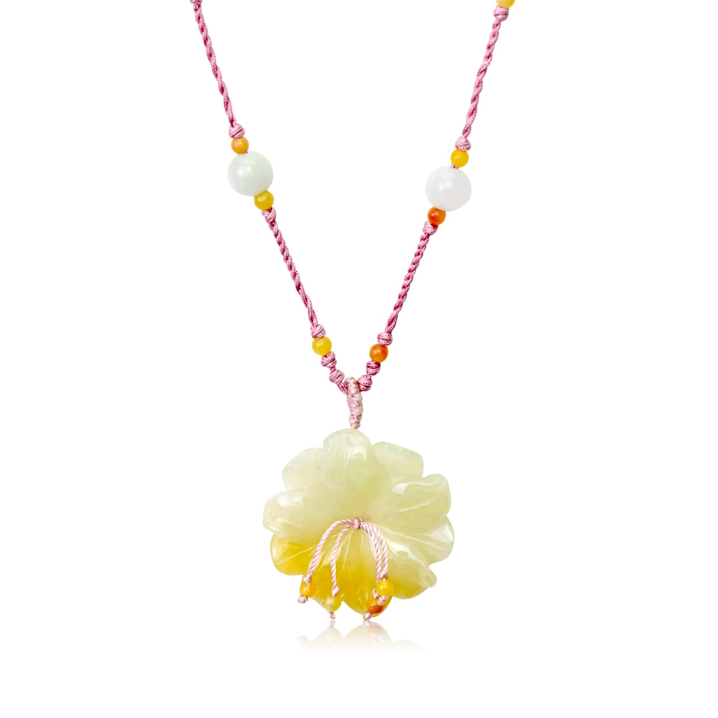 Anemone Yellow a Necklace for Mom a Jade Beaded Jewelry for Holidays and Birthdays
