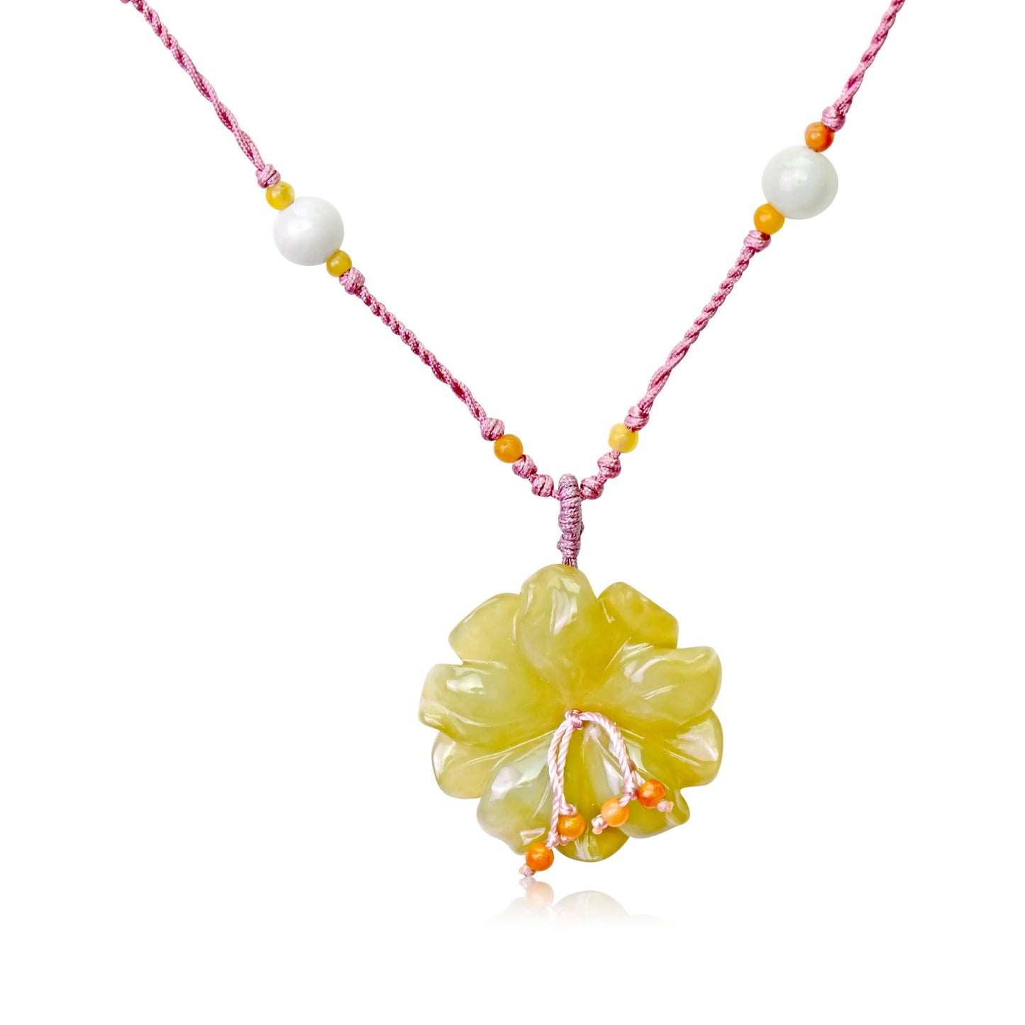 Anemone Yellow and Jade Pendant Necklace a Handmade Jewelry for Mother’s Day or Anniversaries