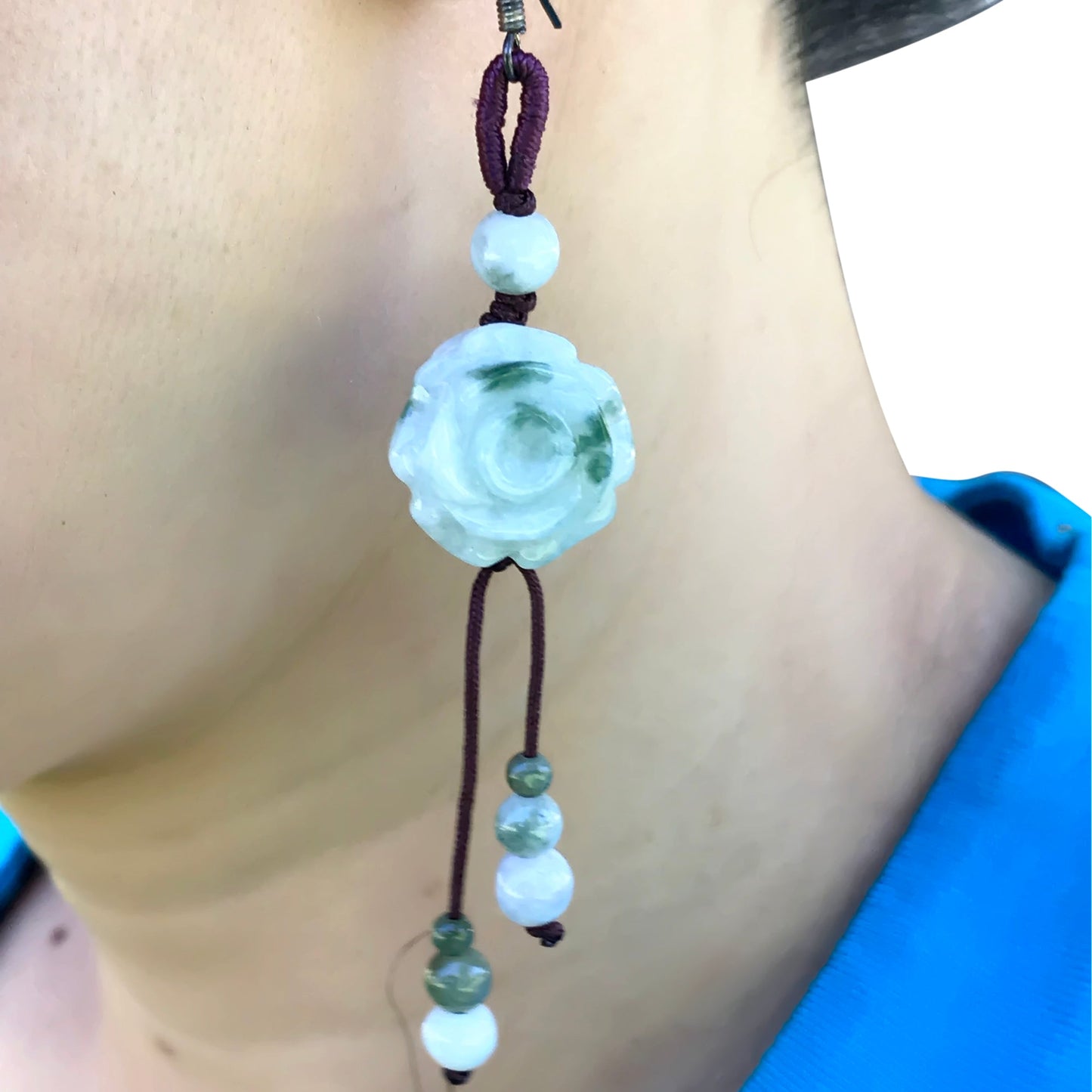 Anniversary Flower Hanging Earrings with a Soft and Romantic Feel Jade Earrings for a Romantic Anniversary Surprise