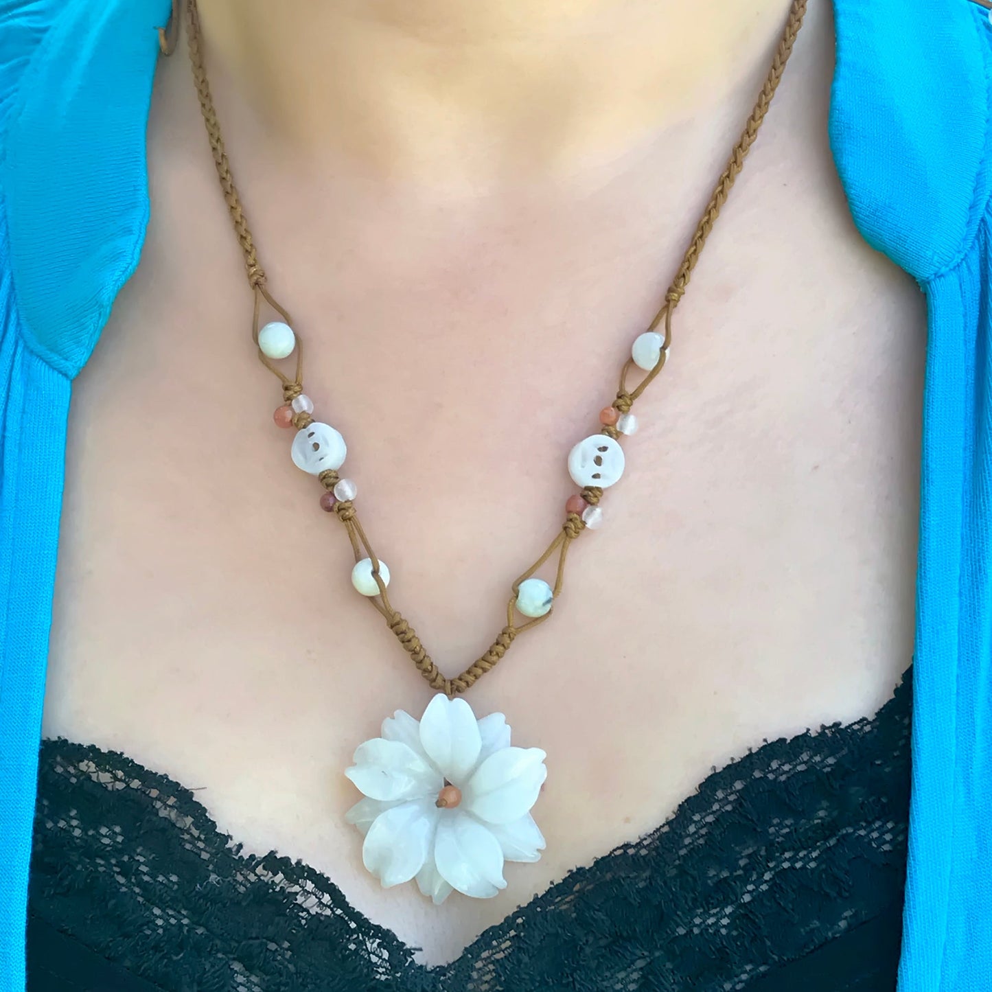 Anniversary Gift Camellia Flower Jade Flower Pendant