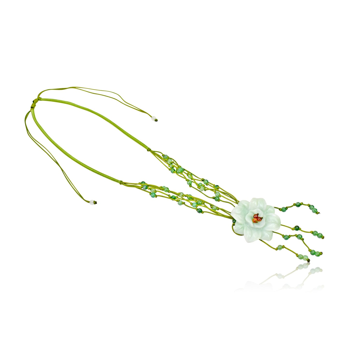 Anniversary Necklace for Women Jade and Campanula Flower Design Symbolizing Eternal Devotion