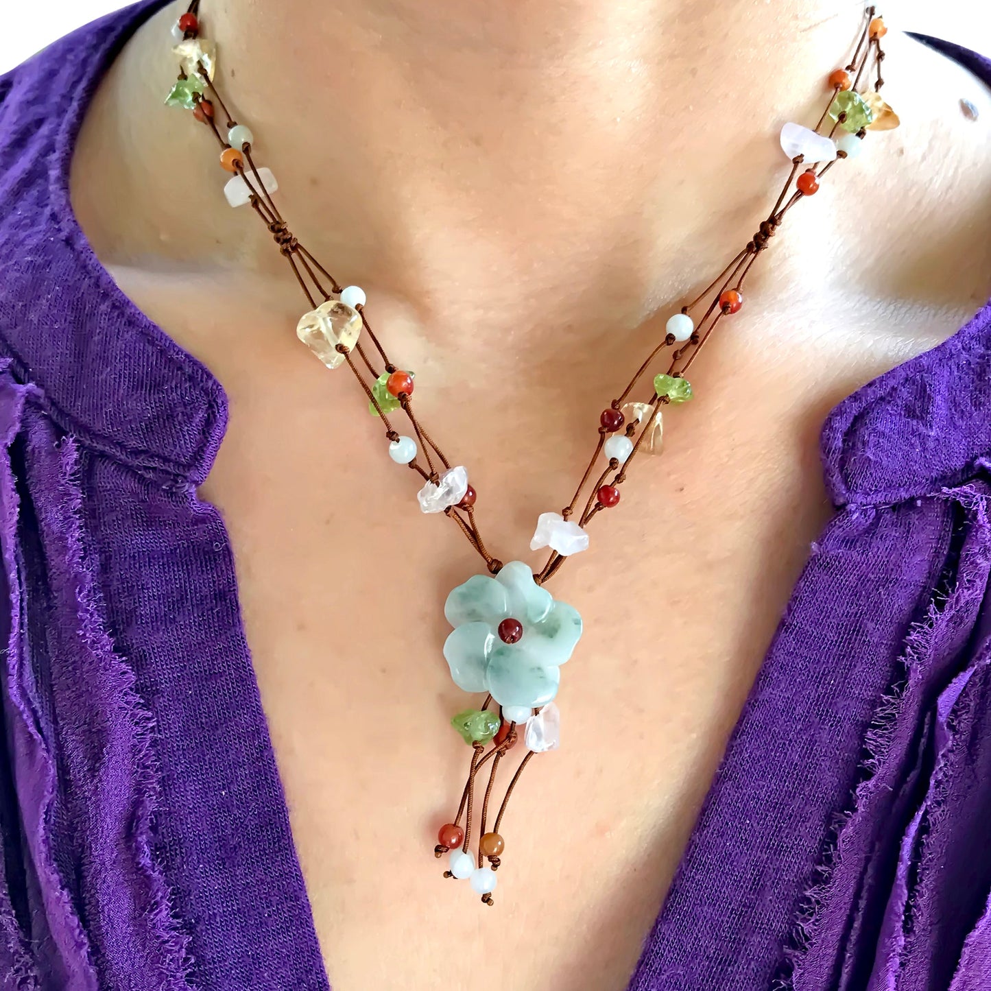 Apple blossom a flower necklace white an exquisite handmade jewelry for a sweet birthday gift