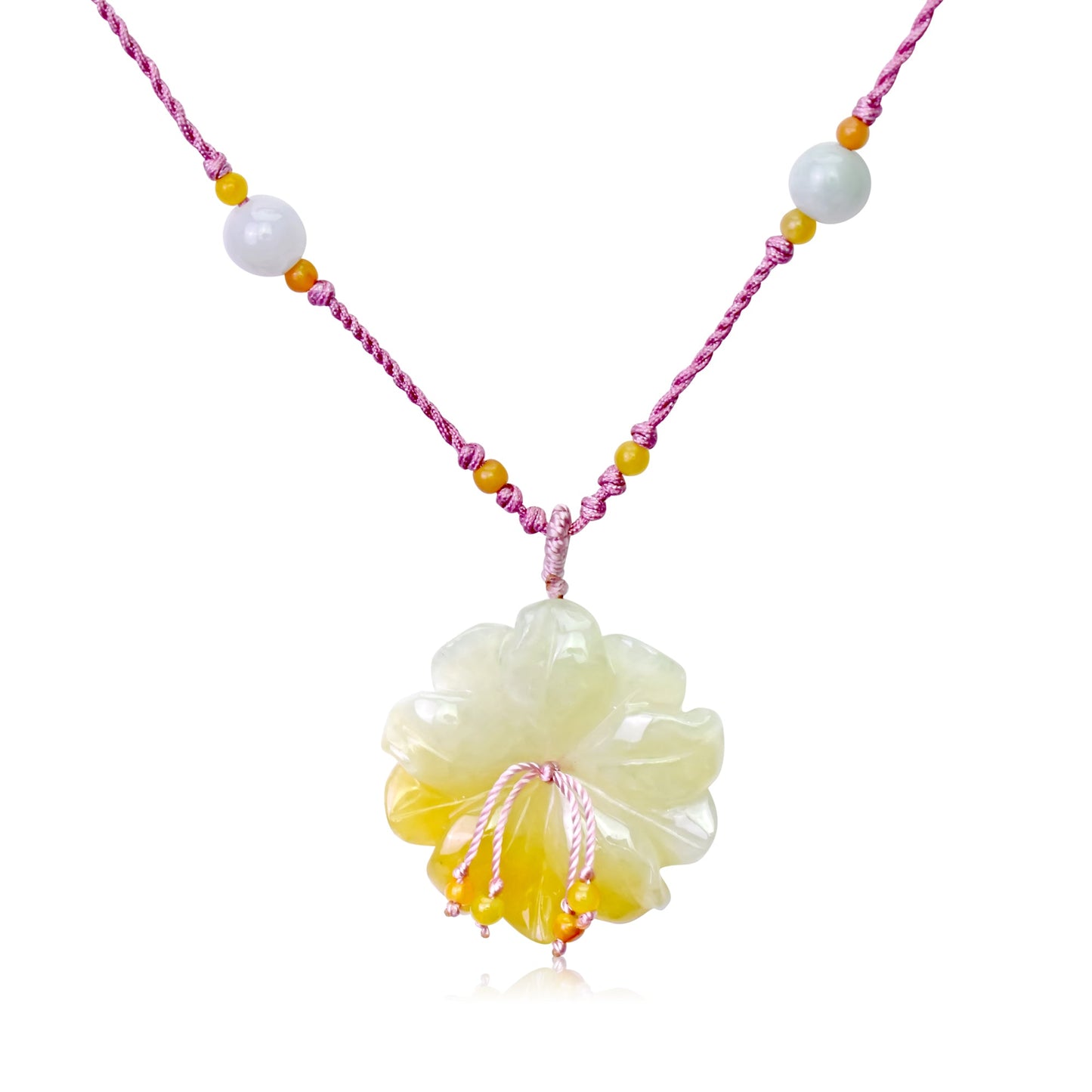 Birthday Gift Necklace with Anemone Yellow a Jade Jewelry for Women and Friends