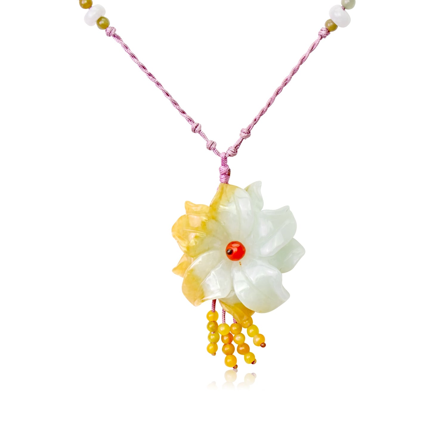 Birthday Gift for Women a Jade Necklace Featuring Colorful Sea Anemones and Ocean Charm