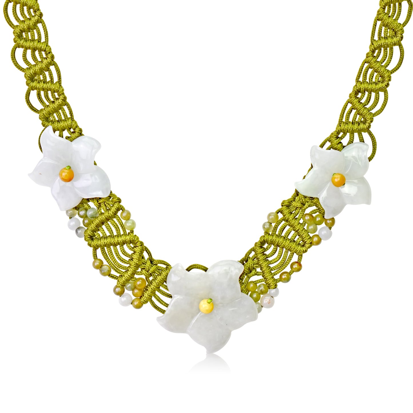 Charming columbine flower white with real jade an expression of friendship, love, and protection on birthdays and holidays