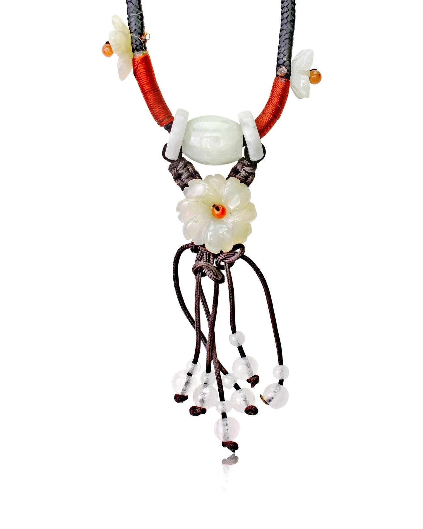 Chrysanthemum Necklace for A November Birthday Gift Handcrafted with Jade Flower Pendant