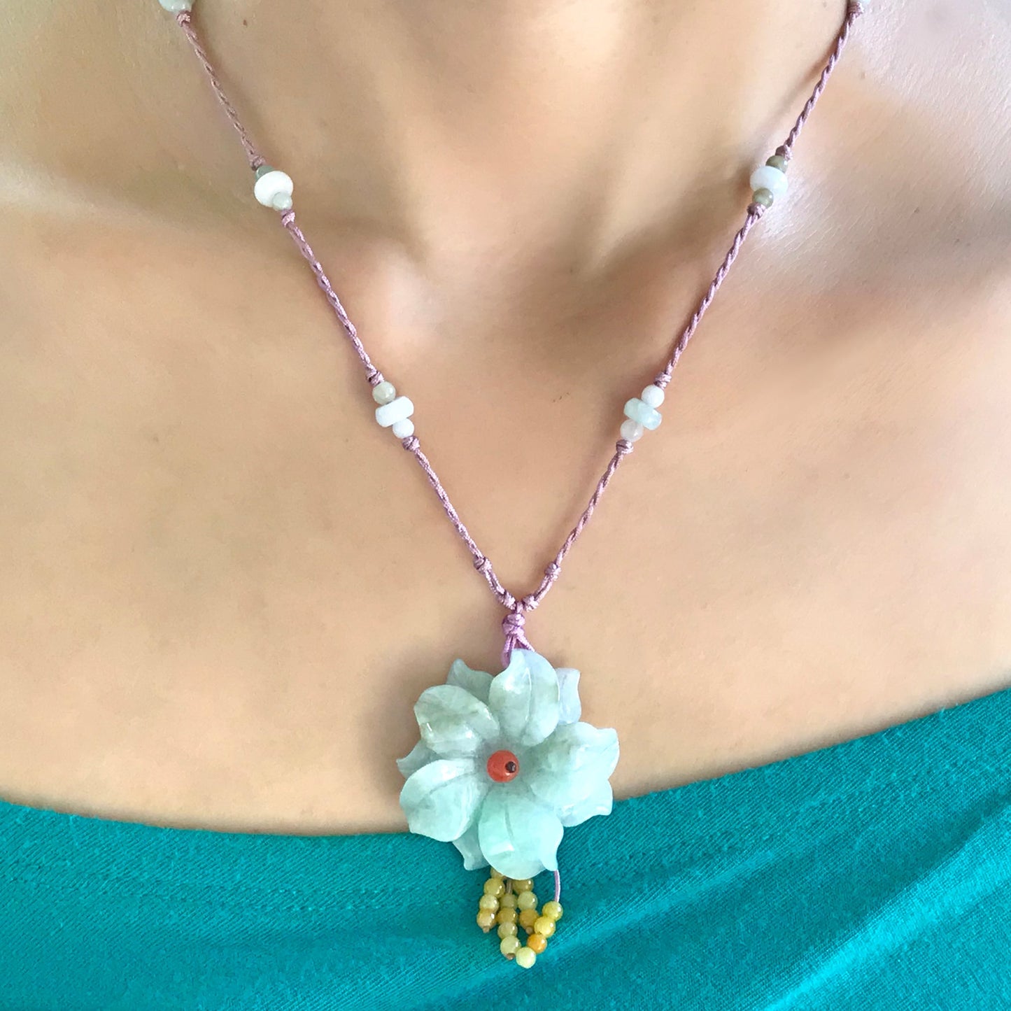 Colorful Sea Anemone Jade Pendant a Uplifting Gift for Friends on Their Birthday