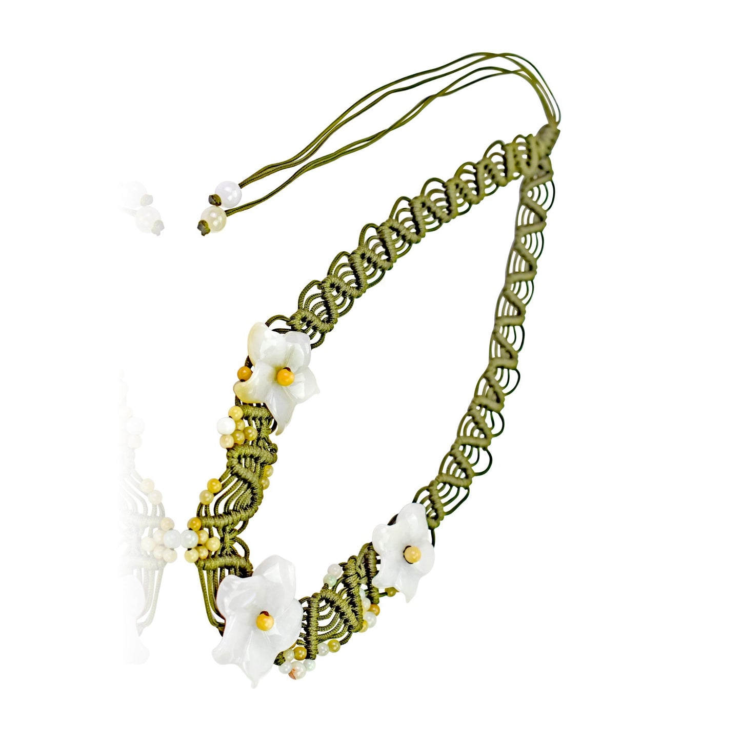Columbine flower white a jade pendant for women birthday gift to promote good fortune