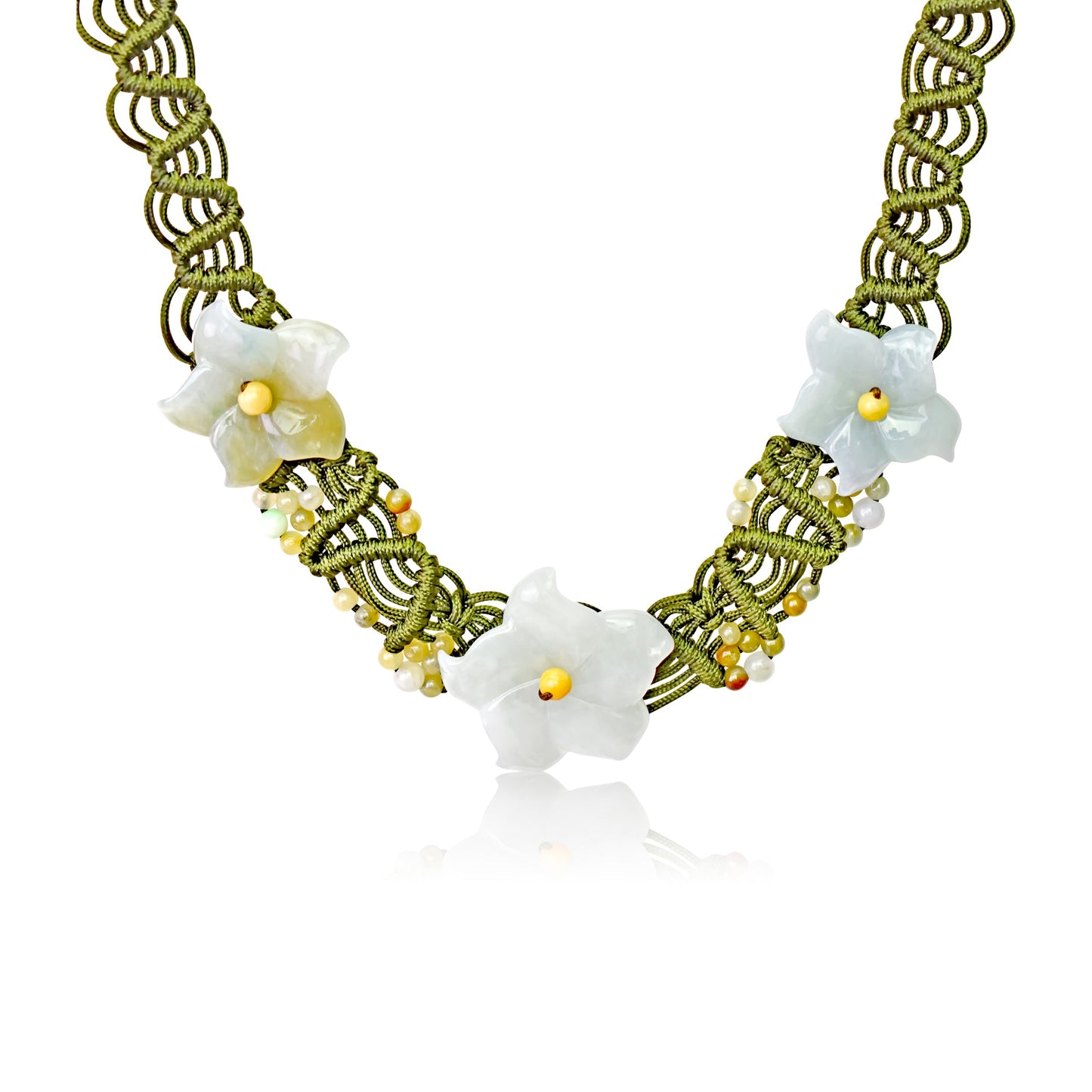 Columbine flower white jade necklace floral choker necklace jewelry gift for women on Mother's Day or birthdays