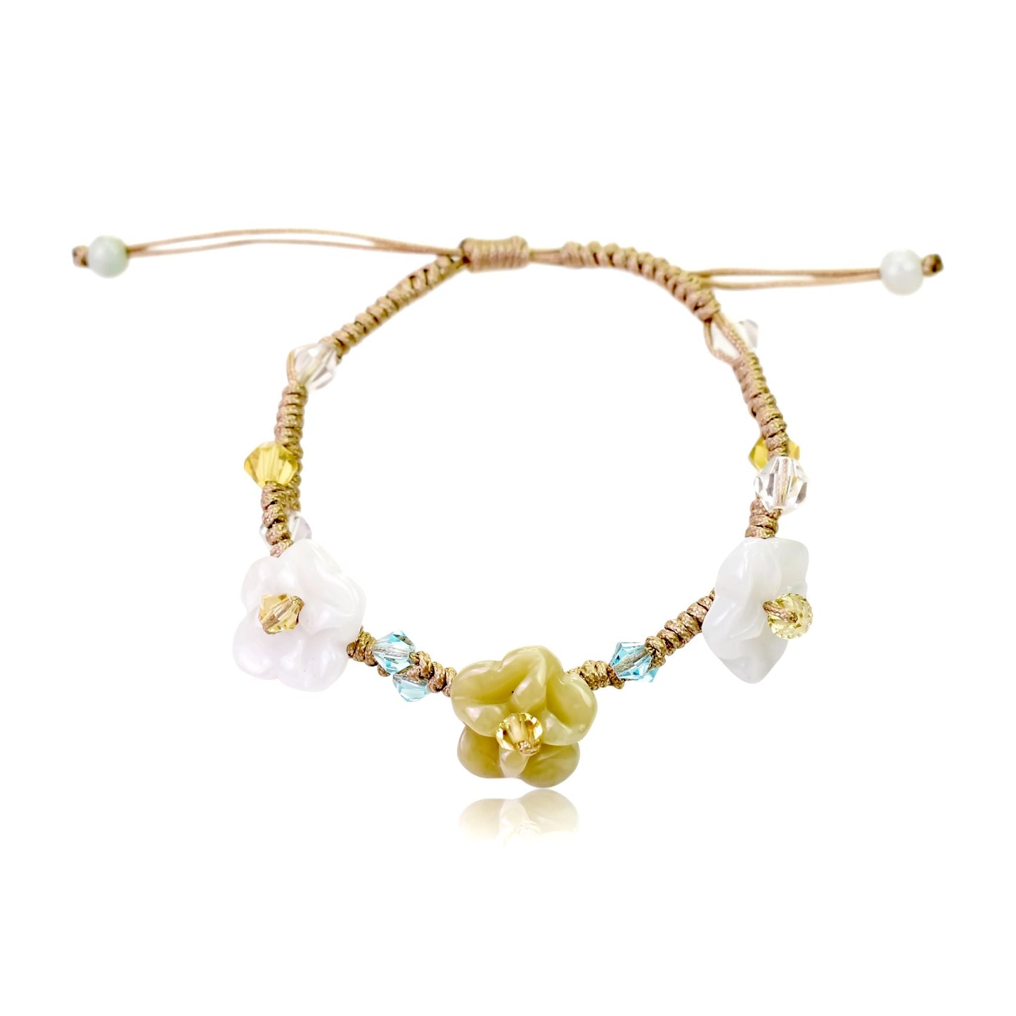 Delicate flower pimpernel a jade crystal bracelet to bless your loved ones with happiness and protection a thoughtful gift for friends, family, or anniversaries