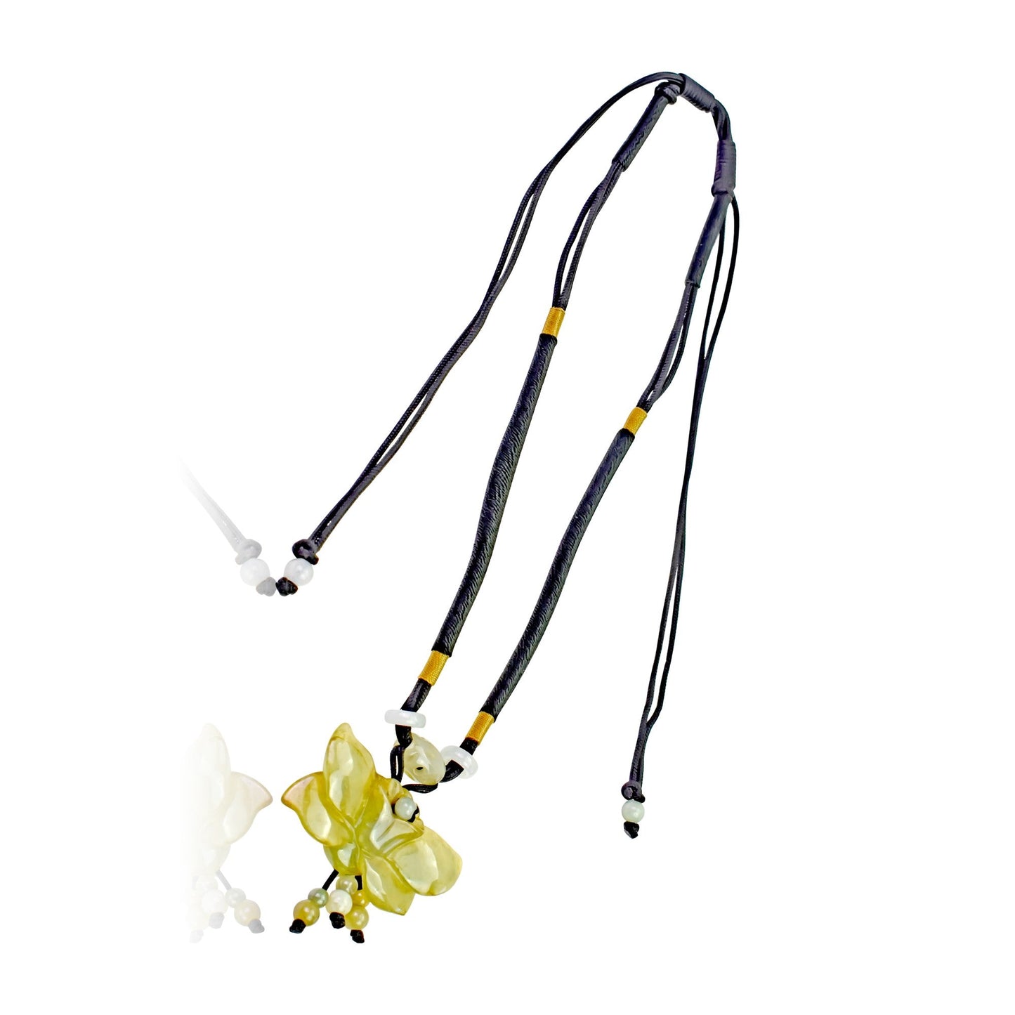 Delicate necklace with jade pendant inspired by Blue Wild Indigo blooms