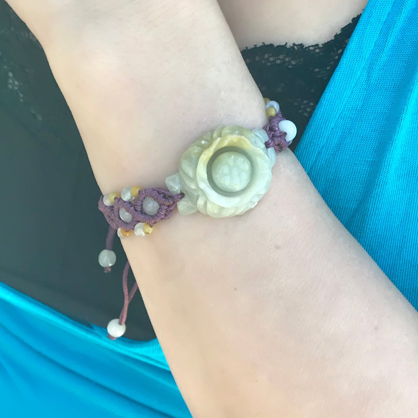 Designer flower bracelet featuring rose flower accents an uplifting and unique handmade gift