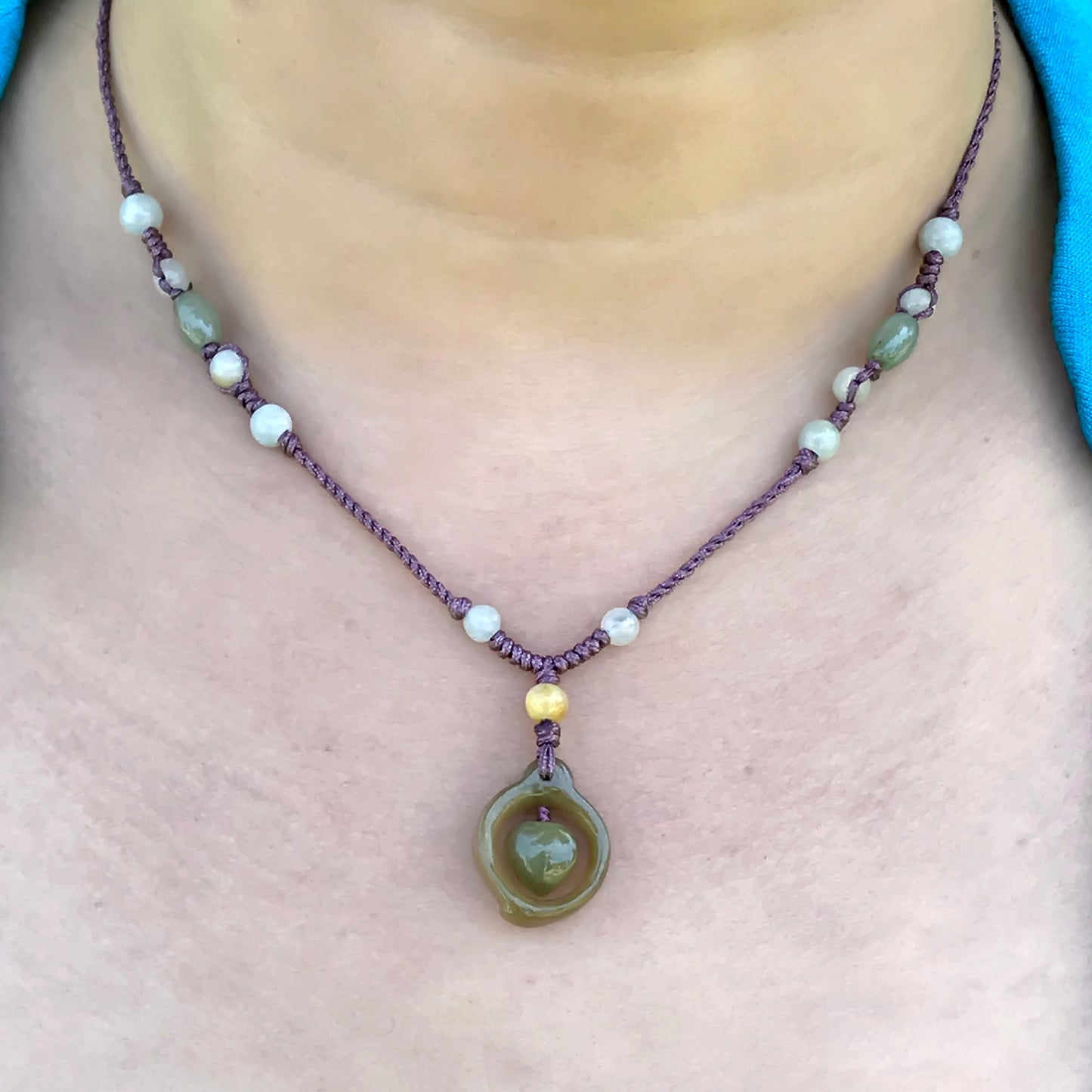 Double heart pendant necklace an elegant jade necklace for Valentine's Day gift