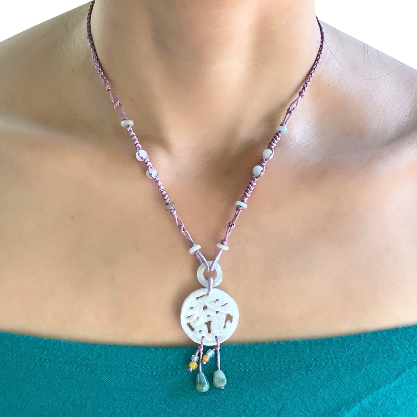 Elegant jade pendant with Chinese character for women meaningful birthday gift