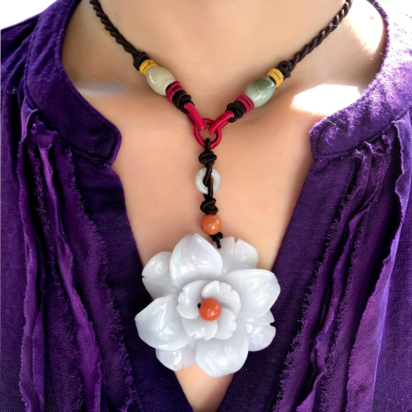 Eustoma white a stone flower necklace for women a heartfelt birthday gift to bring good luck and lifelong harmony