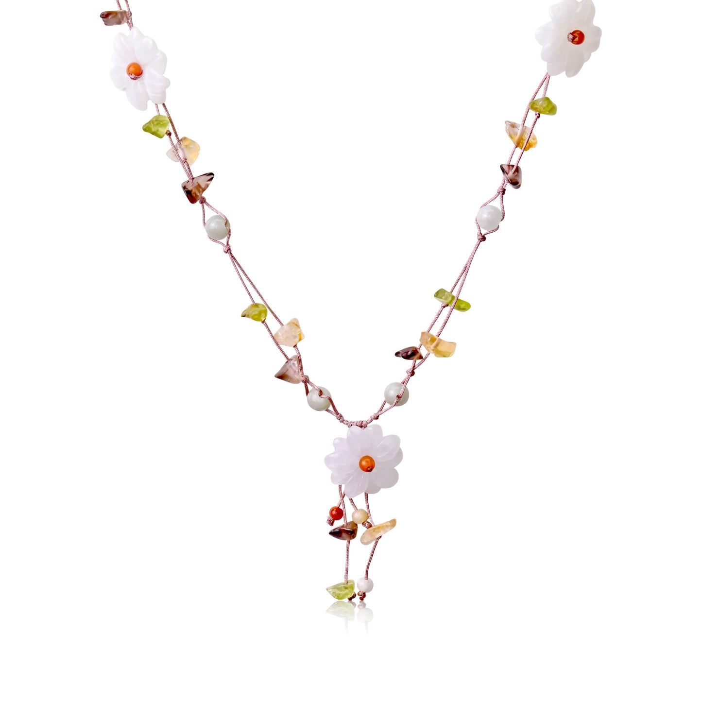 Flower Gemstone Necklace a Pear Blossom Flower Inspired Beauty for Women