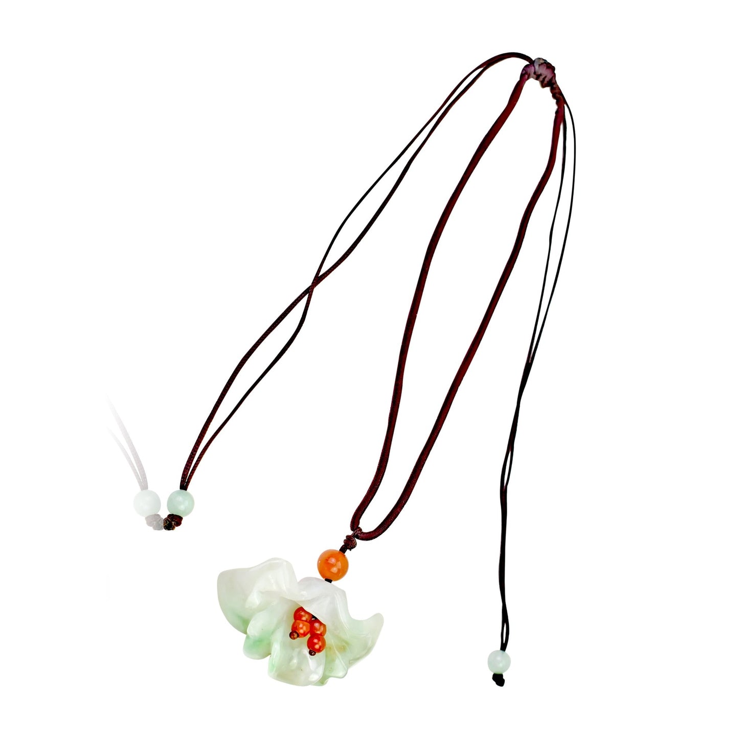 Flower fan a green jade necklace a handmade jade gift crafted to inspire joy, resilience, and love