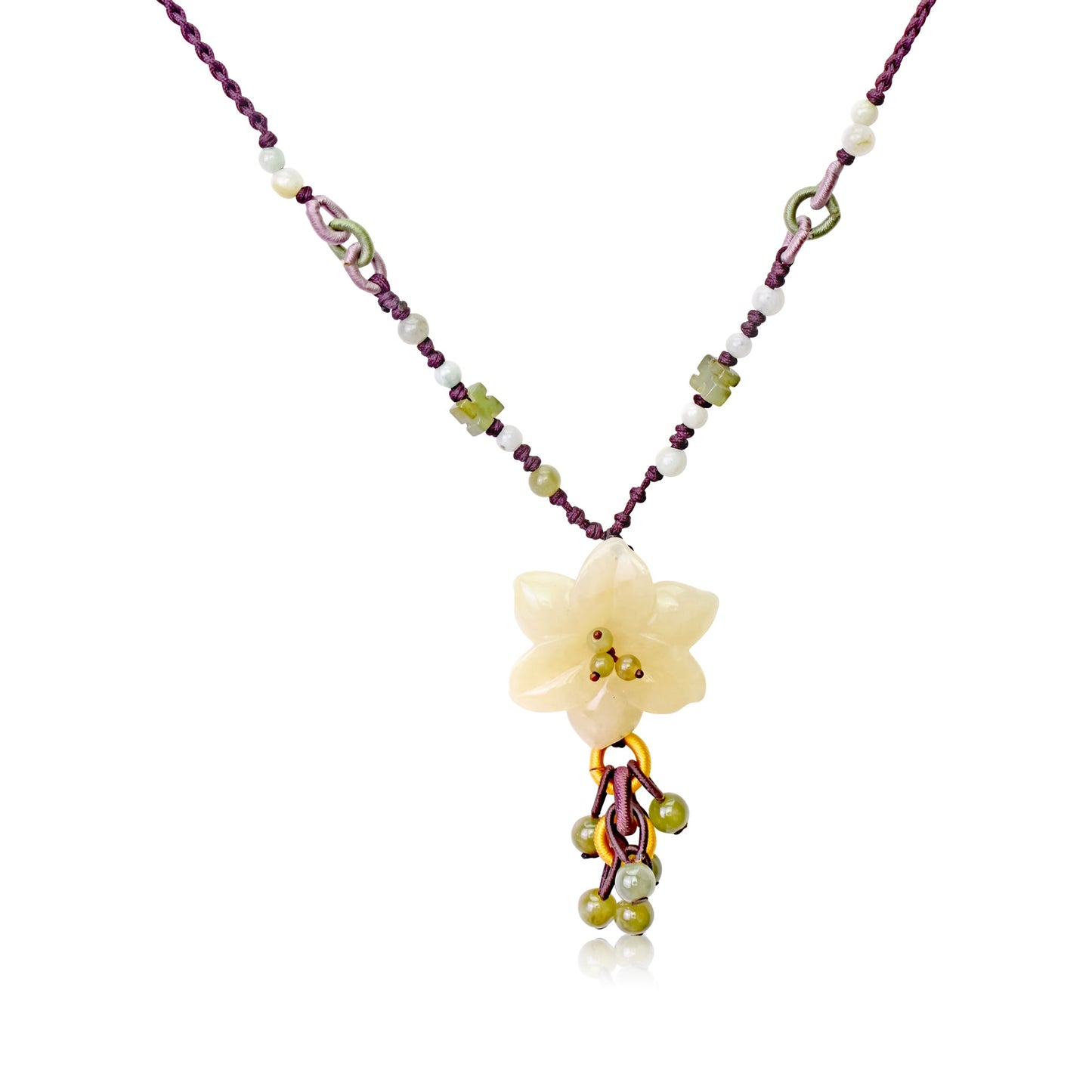 Flower shaped necklace a pear blooms handmade jade jewelry gift that channels spiritual serenity