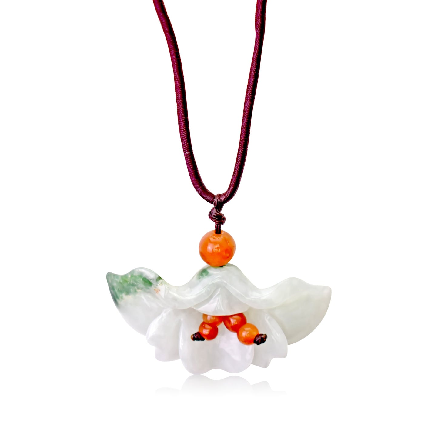 Flower stone necklace a flower fan unique anniversary or friendship gift bringing balance and good fortune