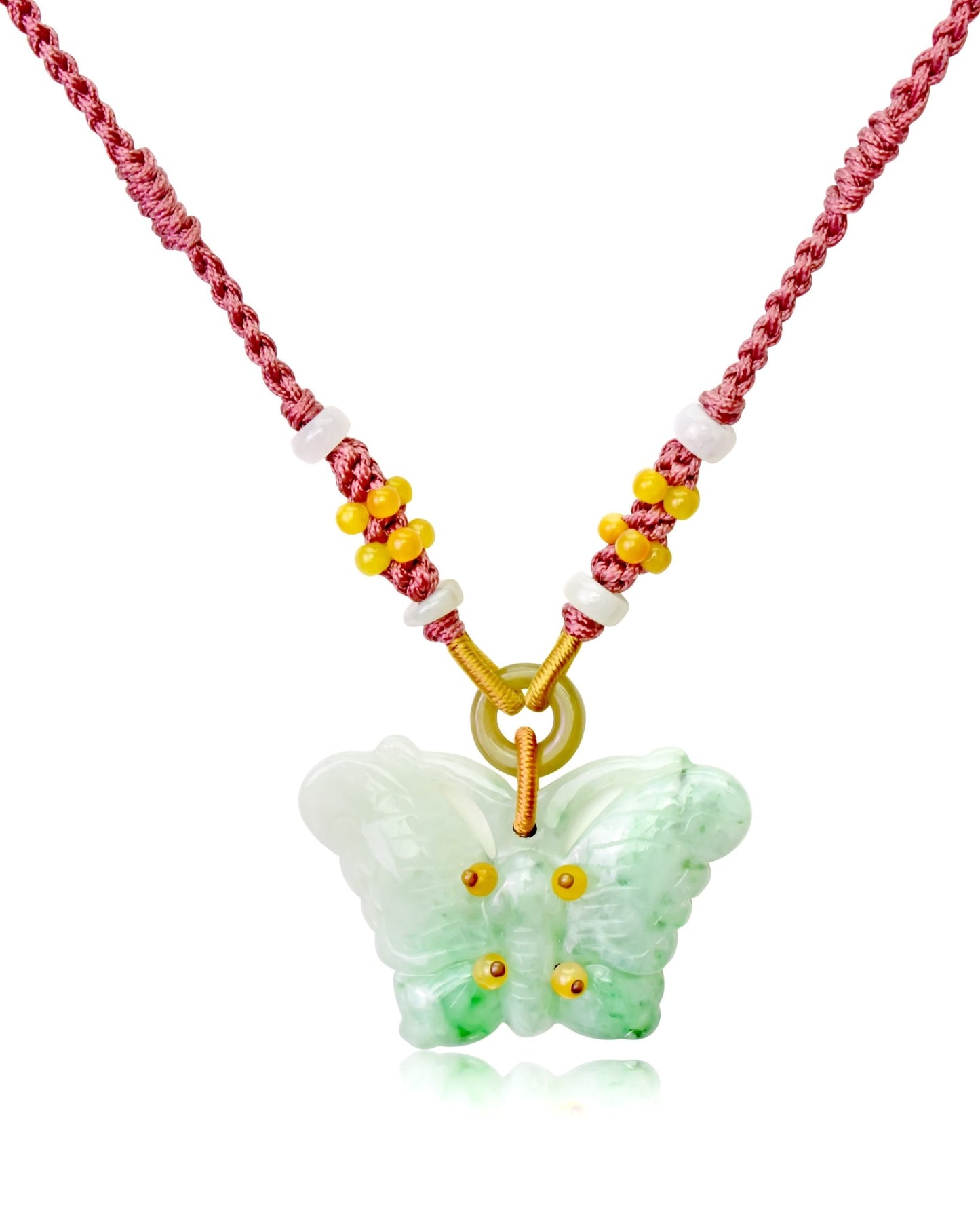 Graceful jade butterfly necklace  jade pendant for prosperity and new beginnings