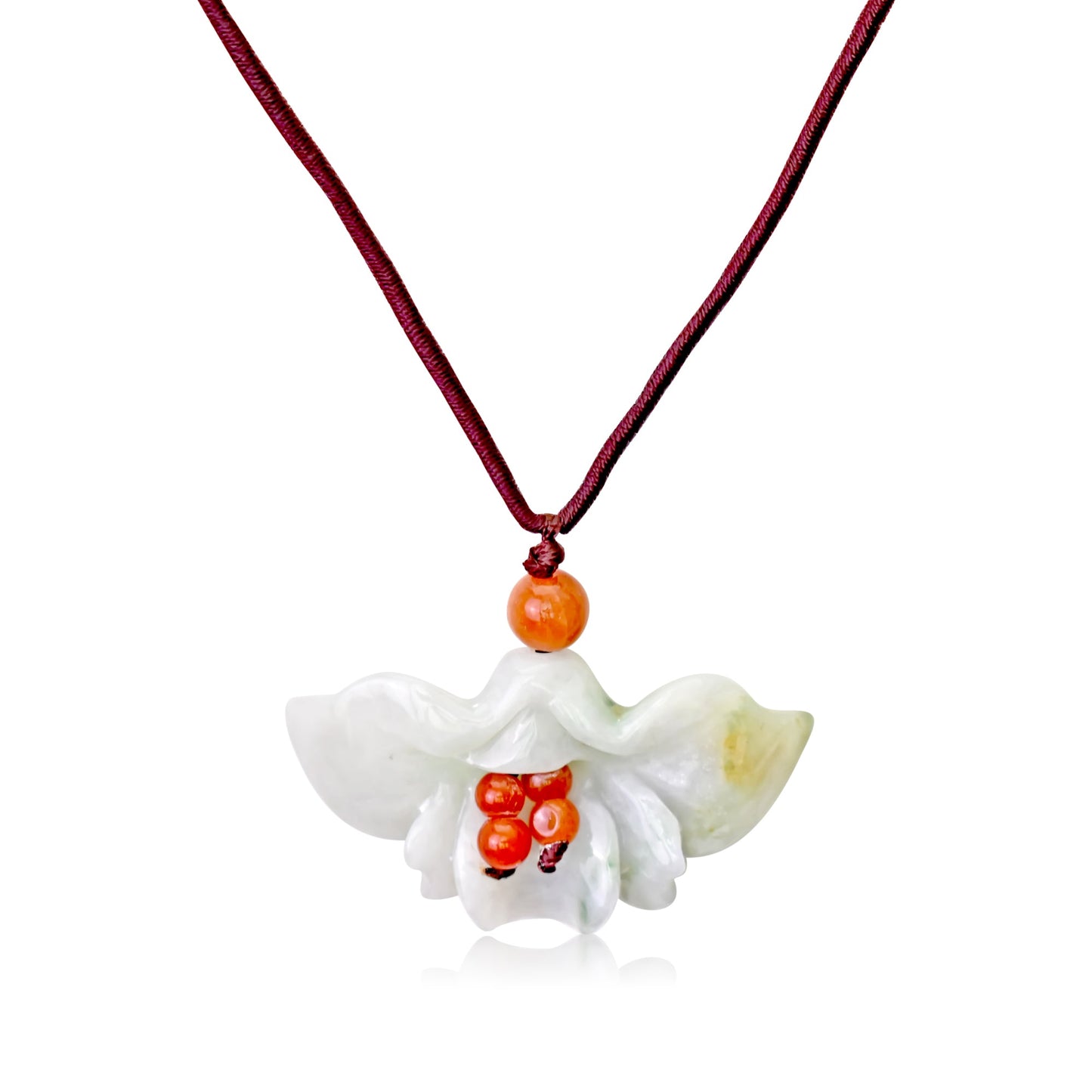 Green jade necklace flower fan a thoughtful jewelry gift to inspire love, serenity, and longevity