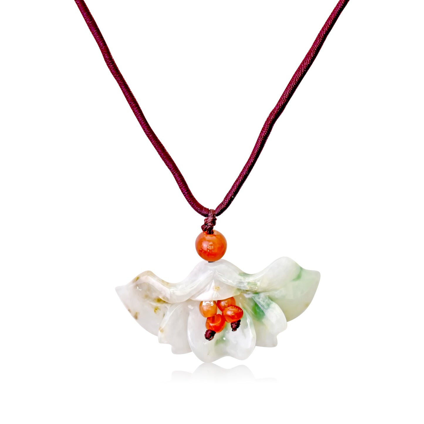 Green jade necklace flower fan the perfect good luck charm gift for birthdays, holidays, and beyond