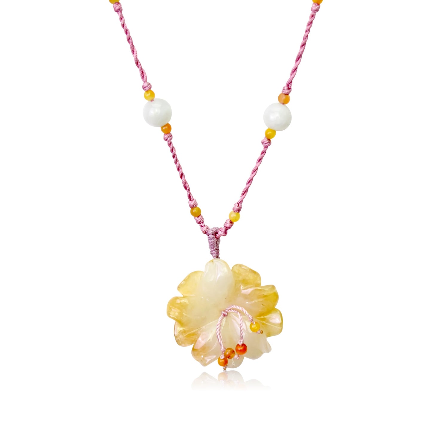 Handcrafted Jade and Anemone Yellow a Unique Anniversary Gift for Women