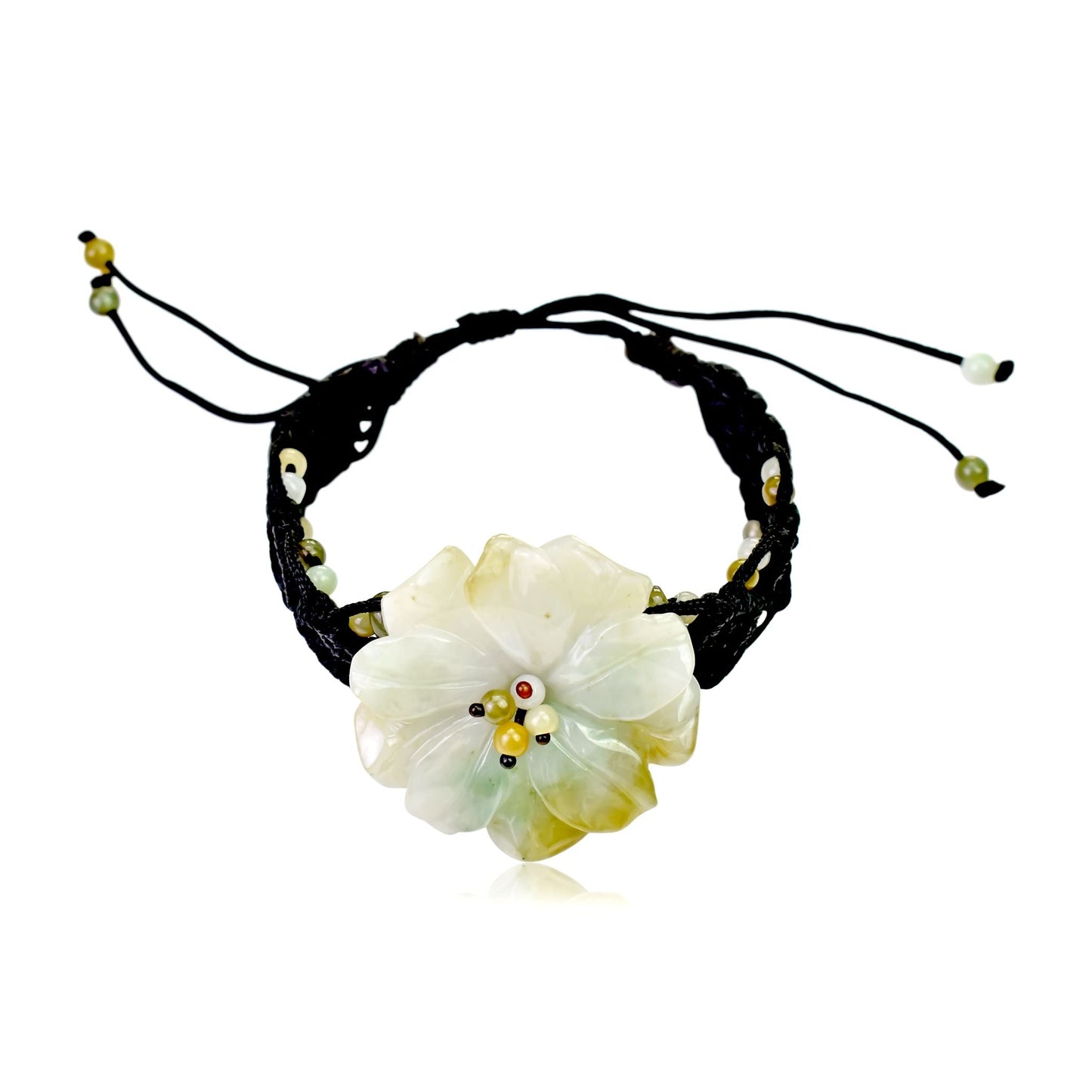 Handcrafted jade bracelet with anemone in water a thoughtful holiday gift symbolizing protection and love
