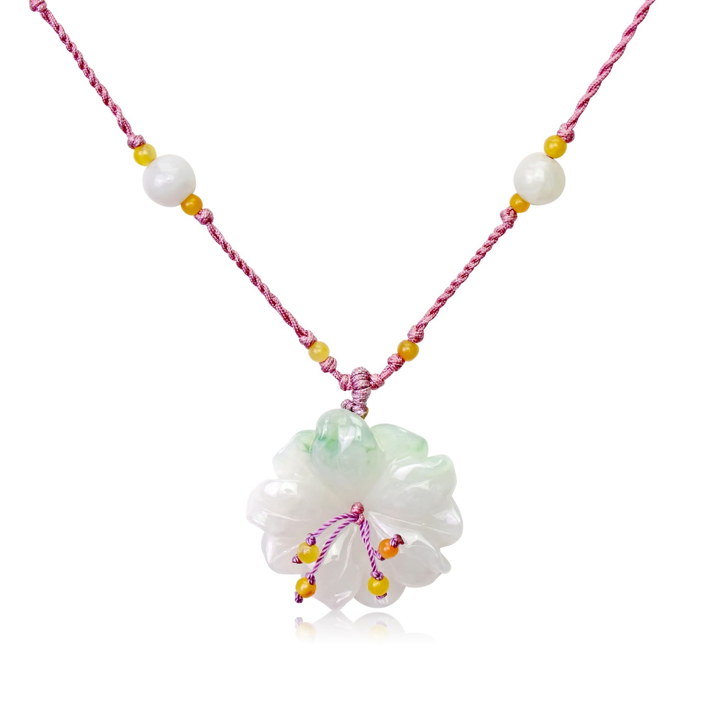 Handmade Anemone flower a Jade Necklace for Women a Birthday Gift of Serenity and Style