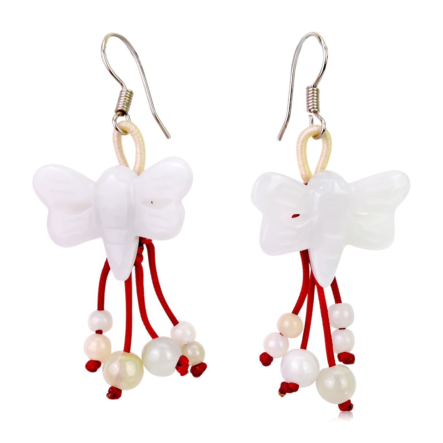 Handmade Jade Earrings Transformational Dragonfly Jewelry Gift for Women on Mother’s Day or Birthday