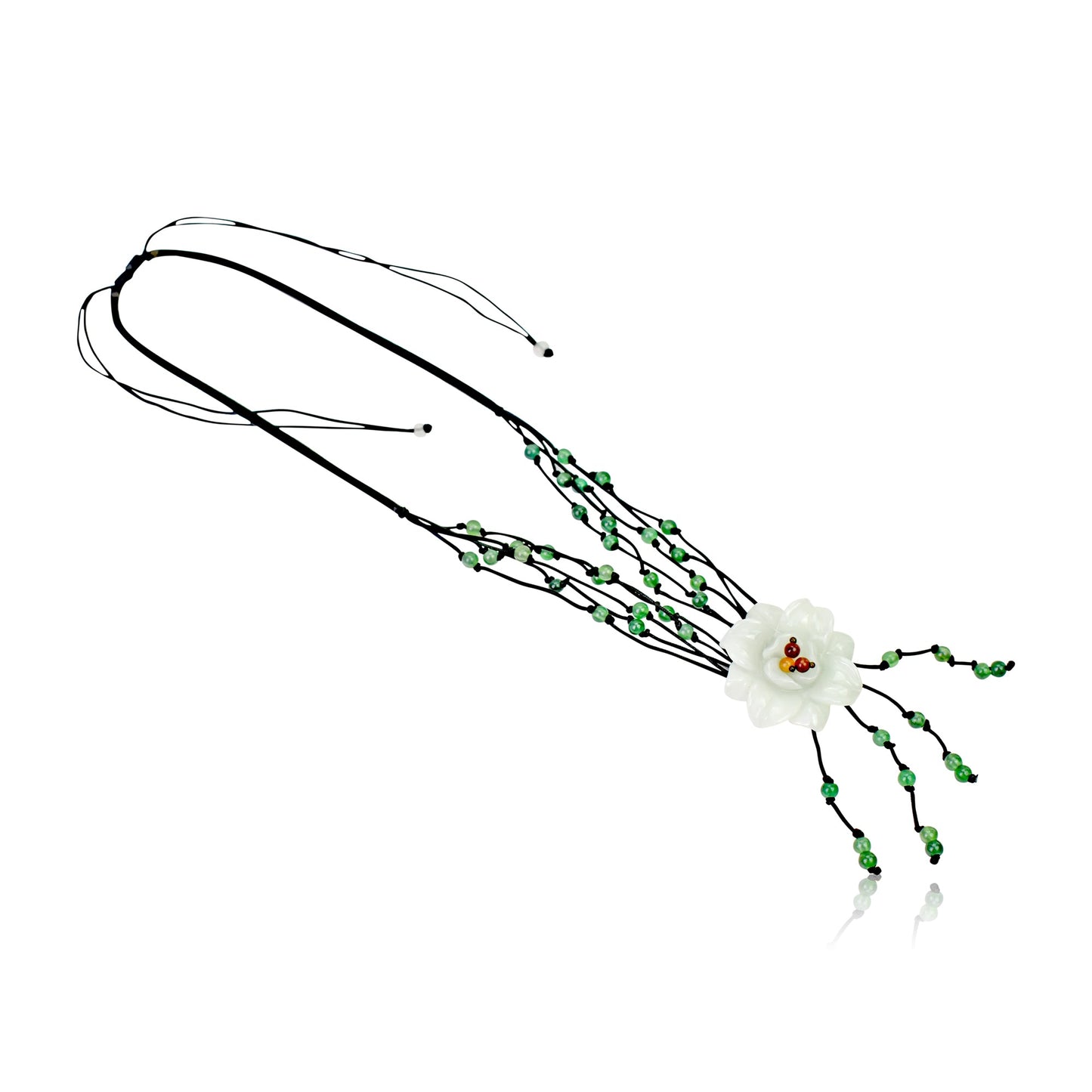Handmade Jade Necklace with Campanula Flower an Elegant Birthday Gift for Her Symbolizing gratitude and affection, perfect for thoughtful birthday gifting