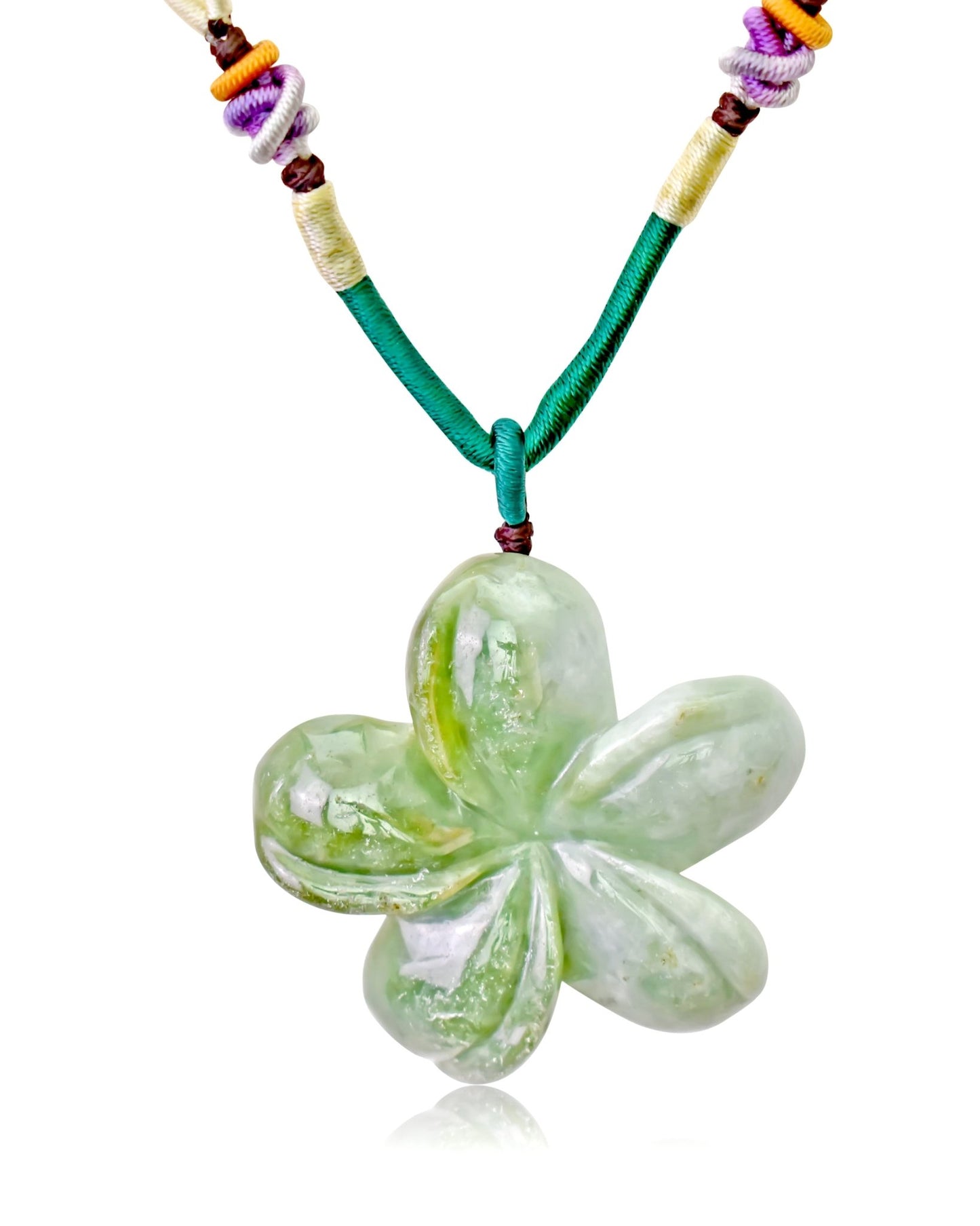 Handmade Jade Plumeria flower necklace a Hawaiian floral necklace gift for women grounding energy and timeless elegance