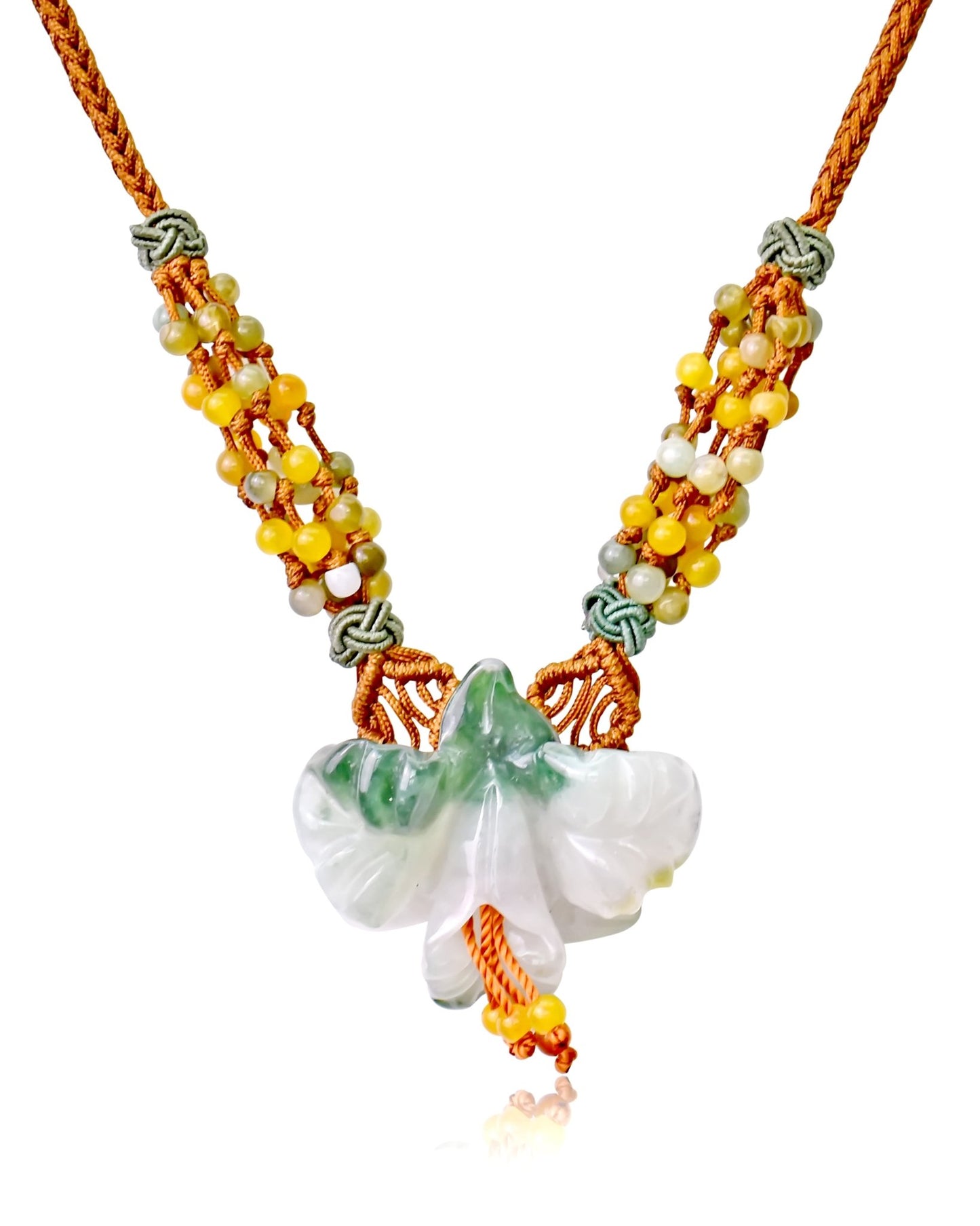 Handmade Pendant Iris Flower Necklace Jade Flower Necklace