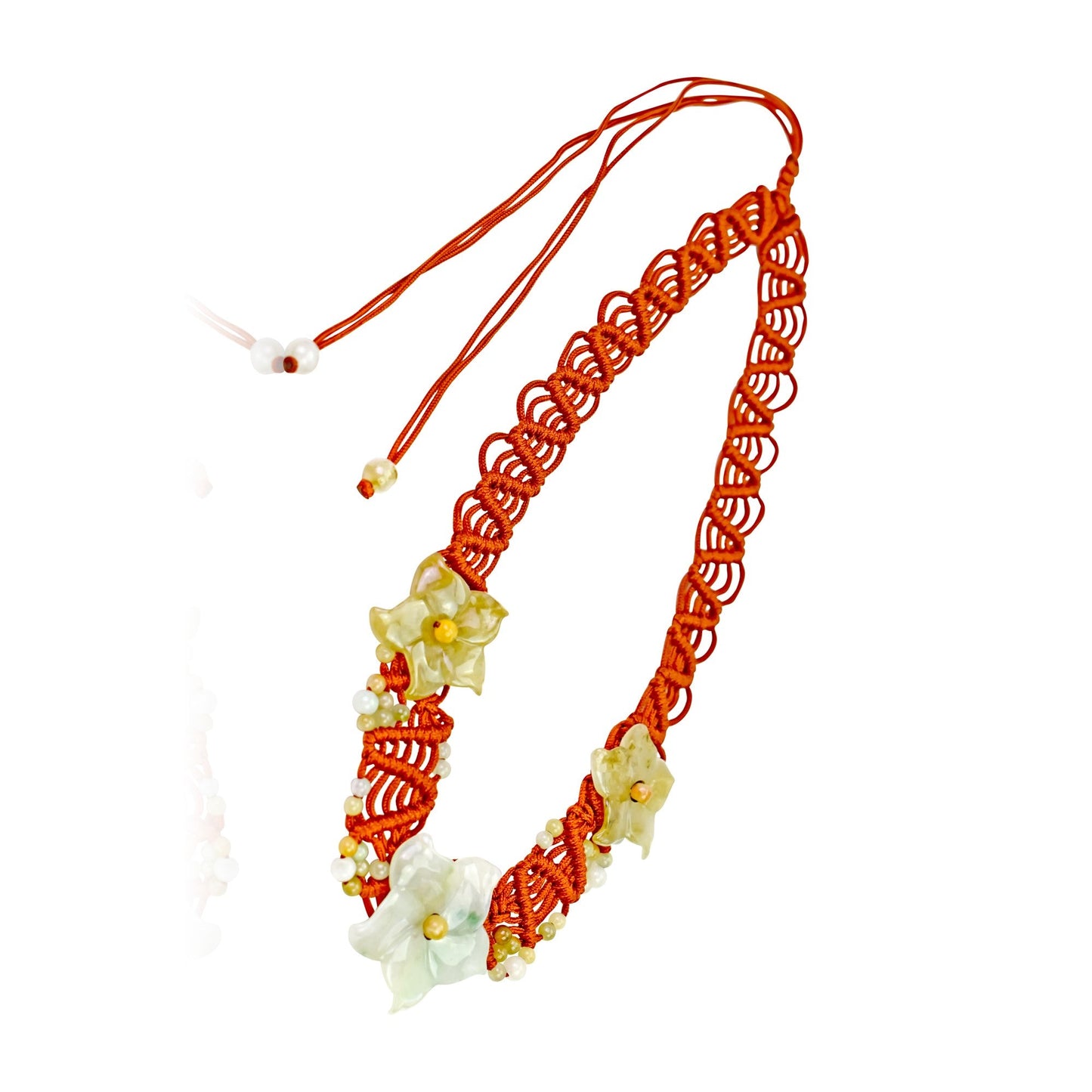 Handmade vintage jade necklace for women featuring columbine flower white a meaningful gift for friendship and joy