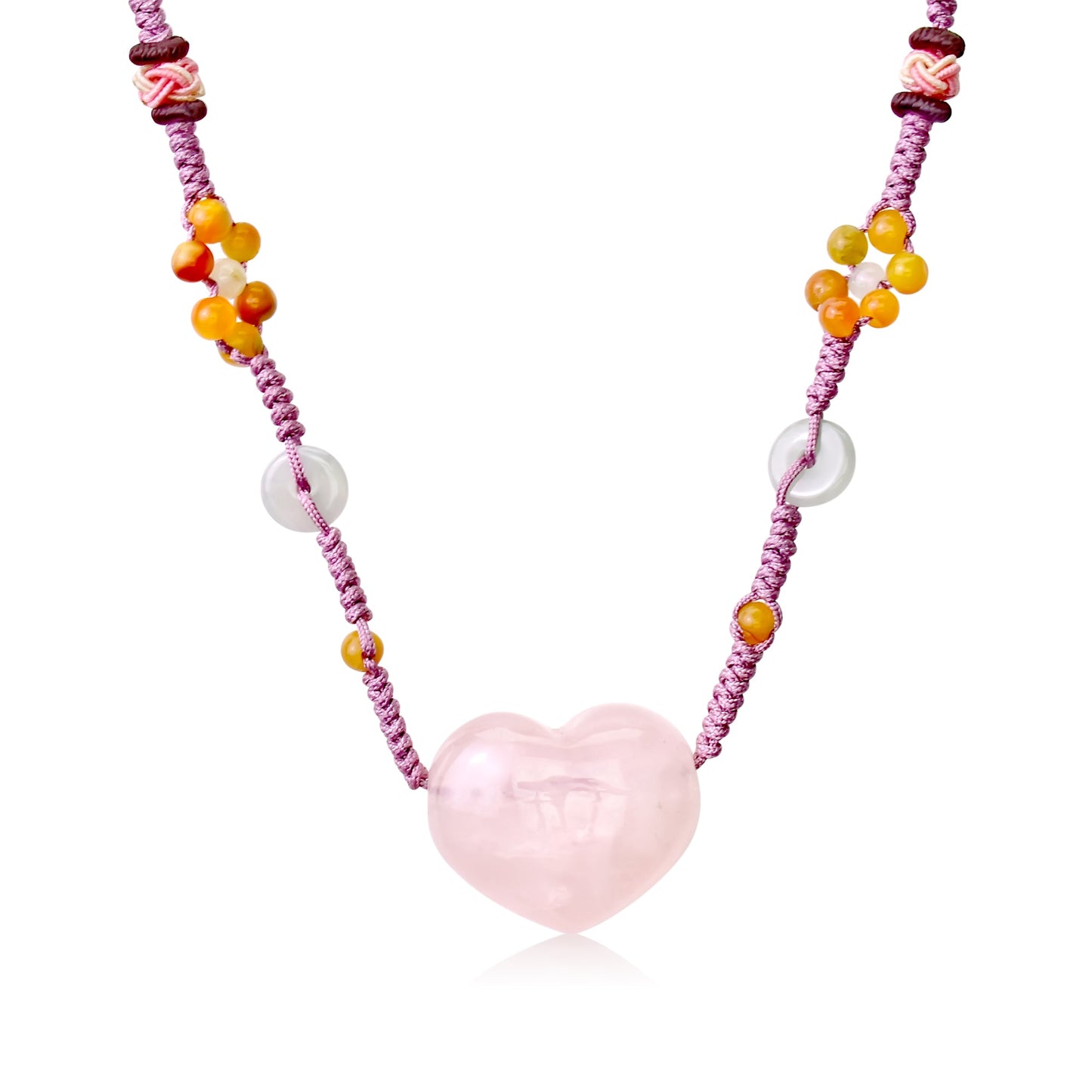 Heart Necklace Pink with Pink Quartz Heart Pendant for Women