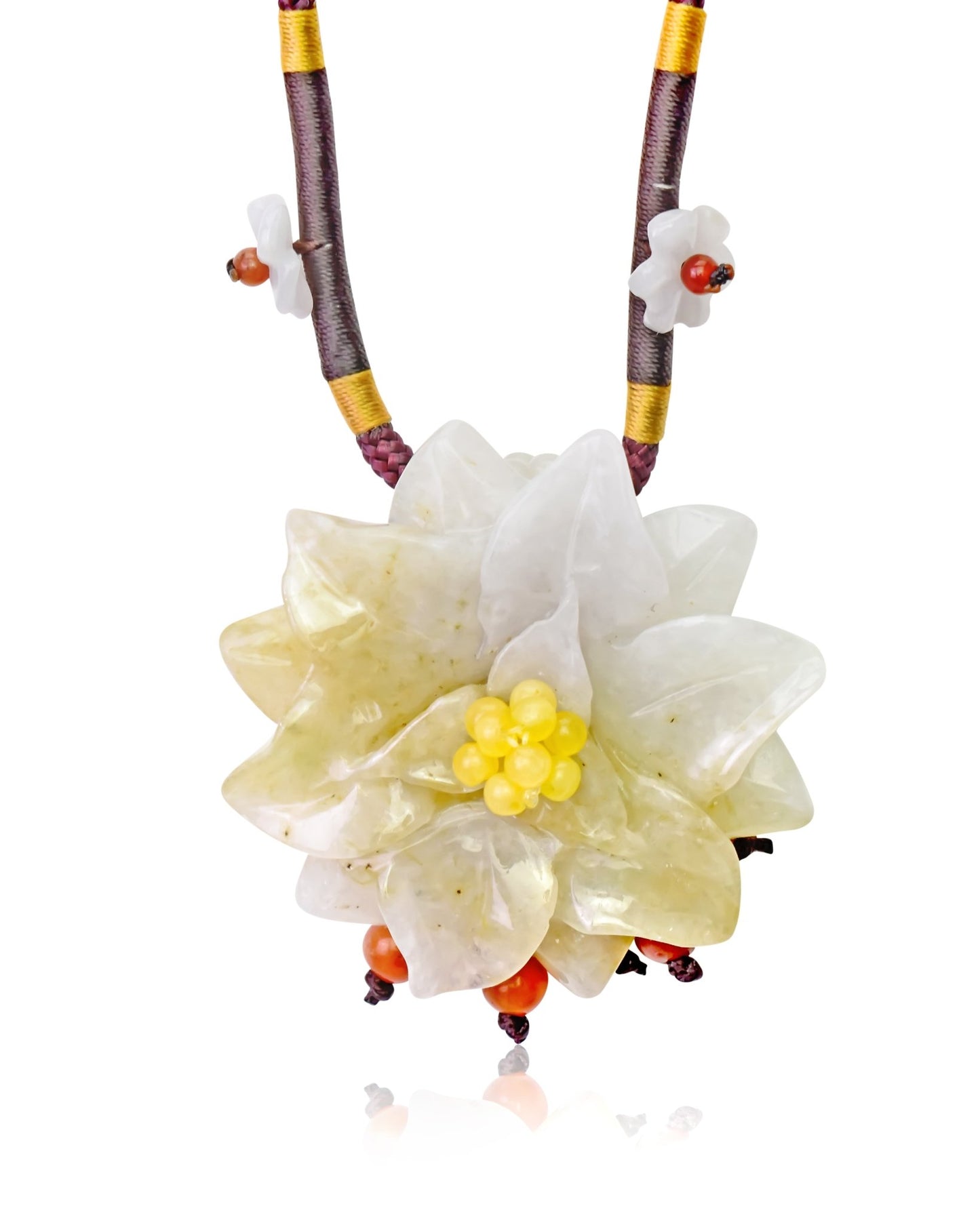 Holiday Jade Necklace for Friends a Handmade Personalised Jewelry with Scabiosa