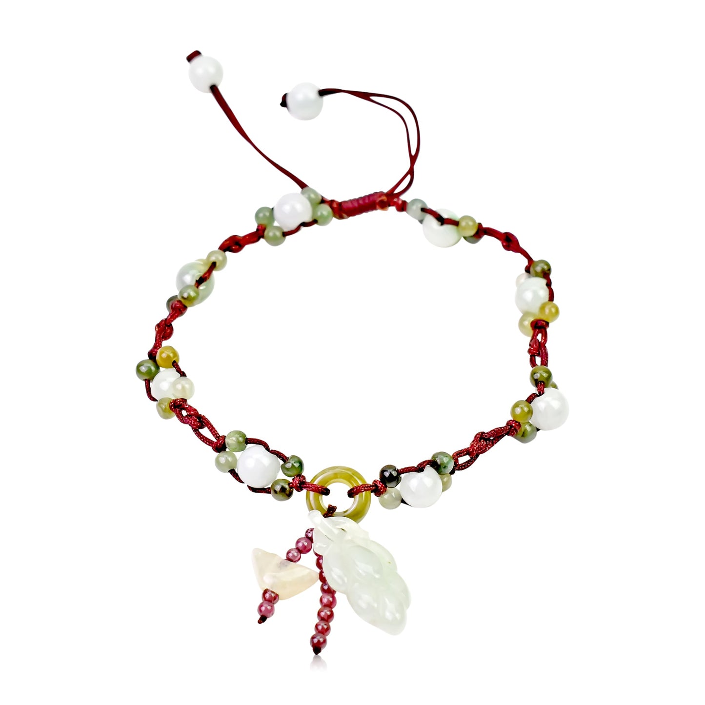 Jade Chain Link Bracelet with Ingot Good Luck Bracelet Jewelry Gift for Her for Holidays and Birthdays