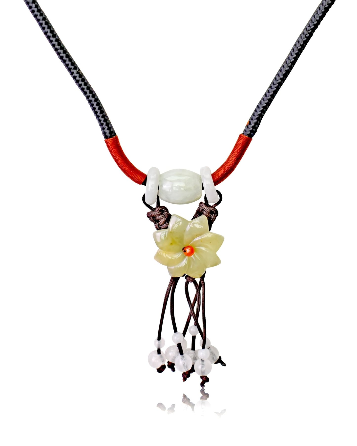 Jade Charm Necklace Chrysanthemum Flower Gift for Women