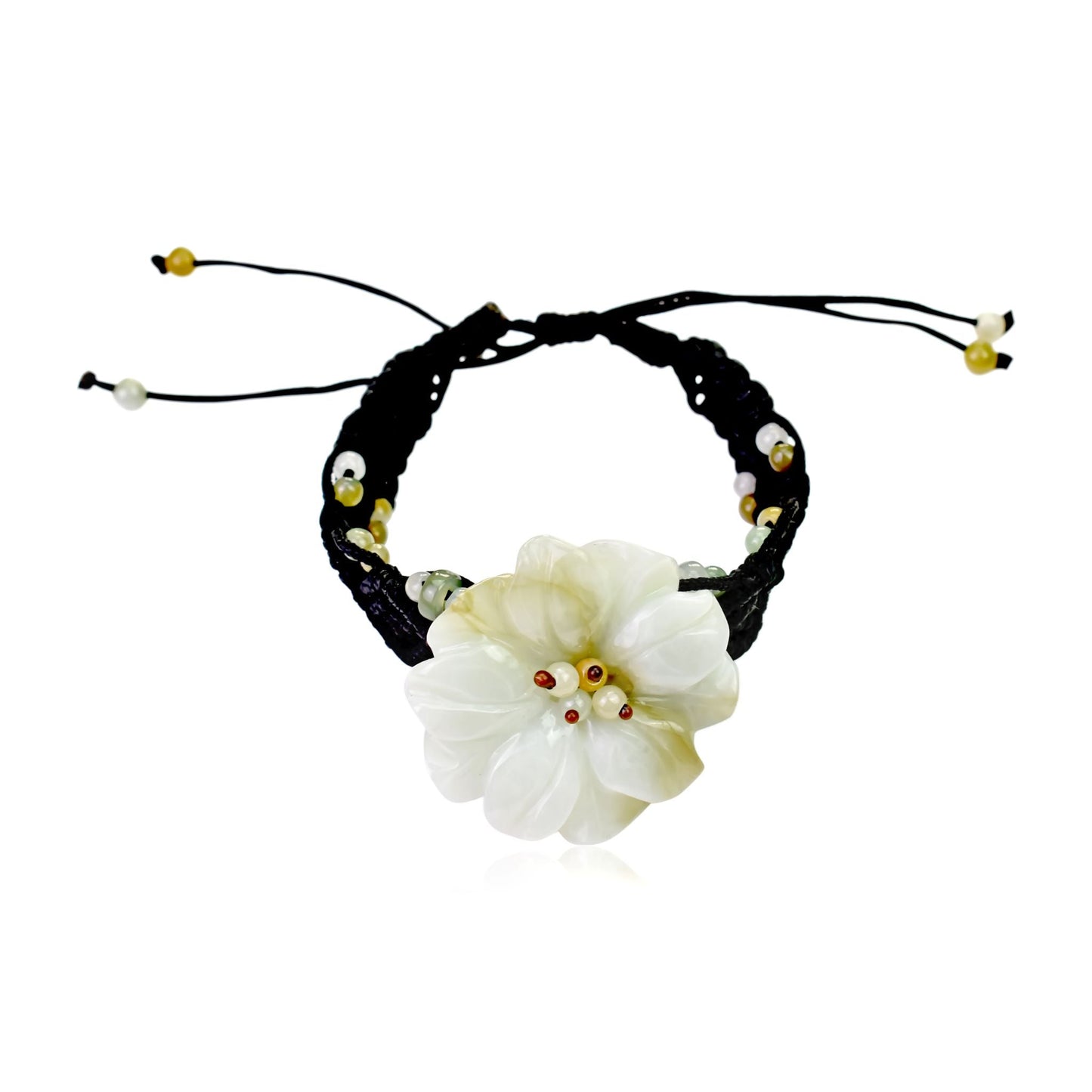 Jade charm bracelet with anemone in water a unique Valentine's Day jewelry for serenity