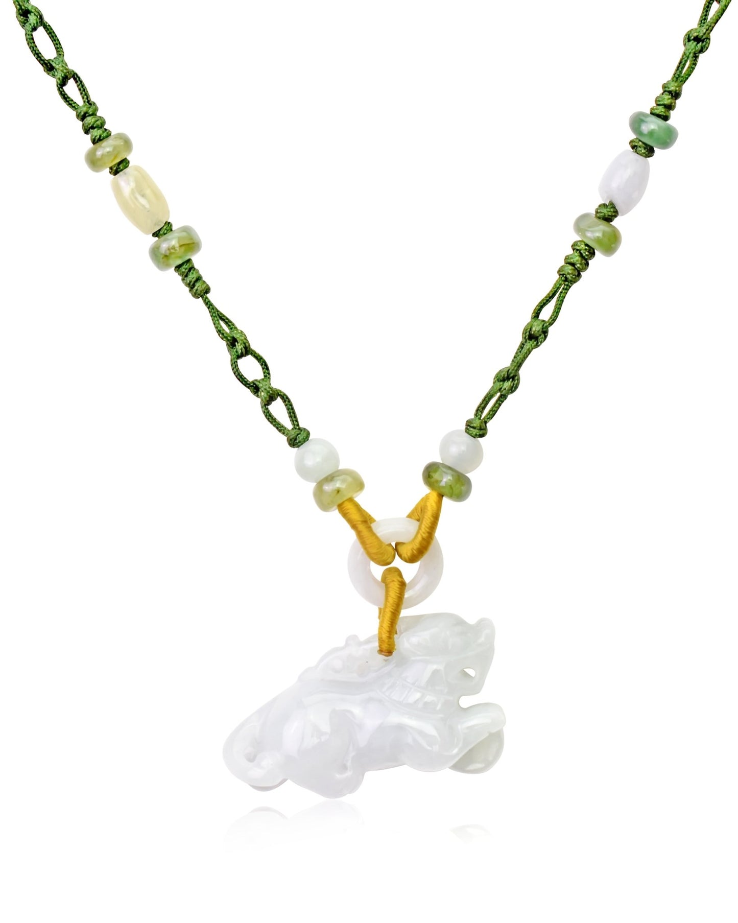 Lion chain necklace with green jade jewellery for men the ideal birthday or holiday gift with grounding intention