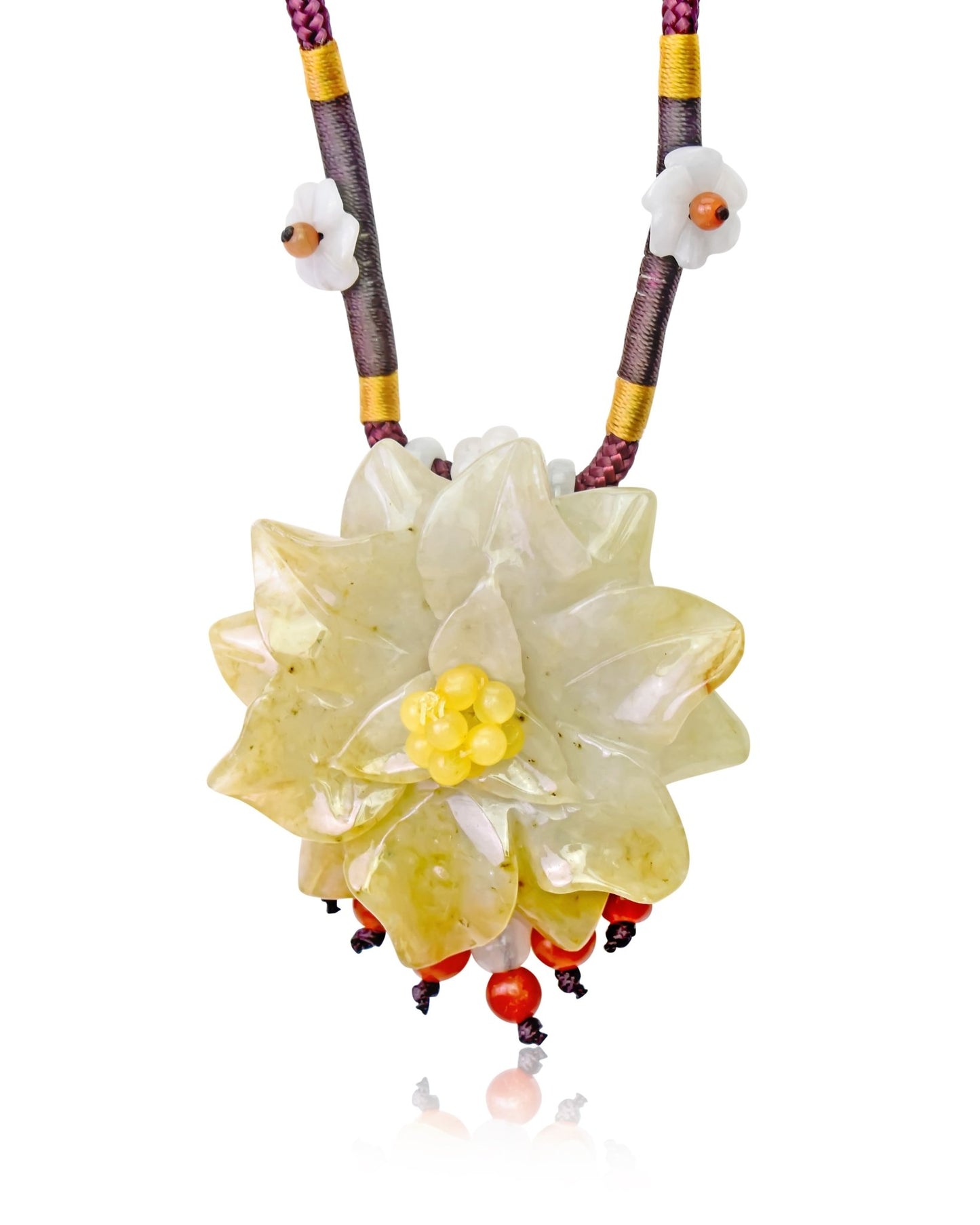 Mother’s Day Gift for Women a Jade Necklace with Starflower Scabiosa Charm