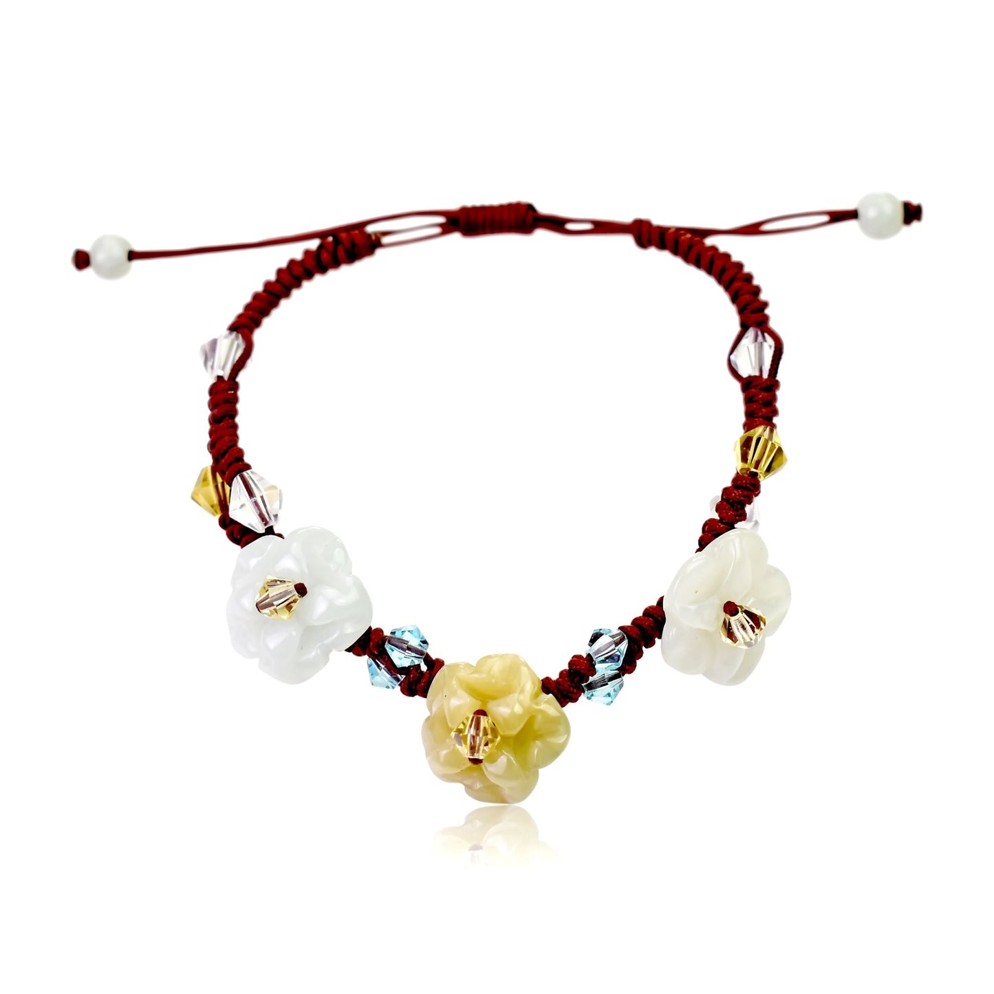 Nature-inspired flower pimpernel jade crystal bracelet for women Perfect for Valentine’s Day, Mother's Day, or a forever friendship gift