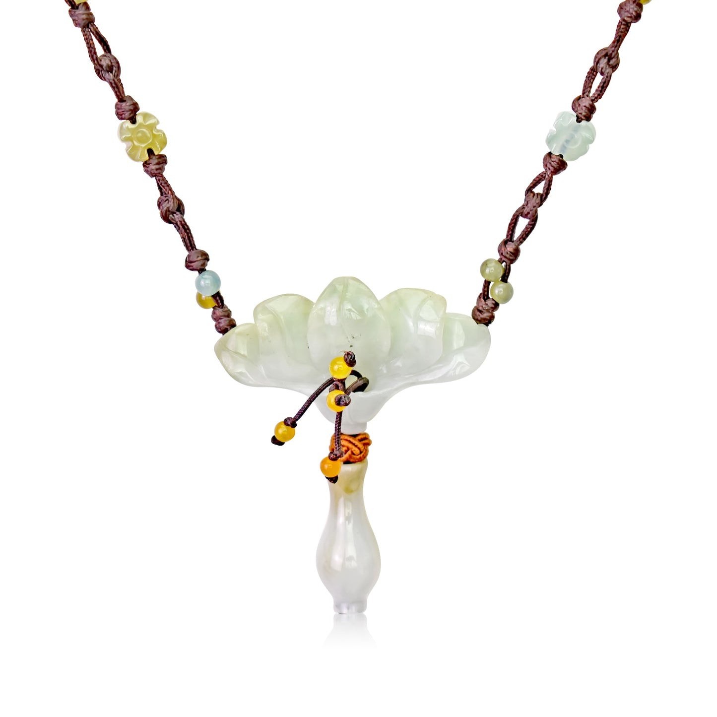 Necklace for Wife with Jade and Peacock in Flowers an Elegant Gift for Anniversaries or Holidays