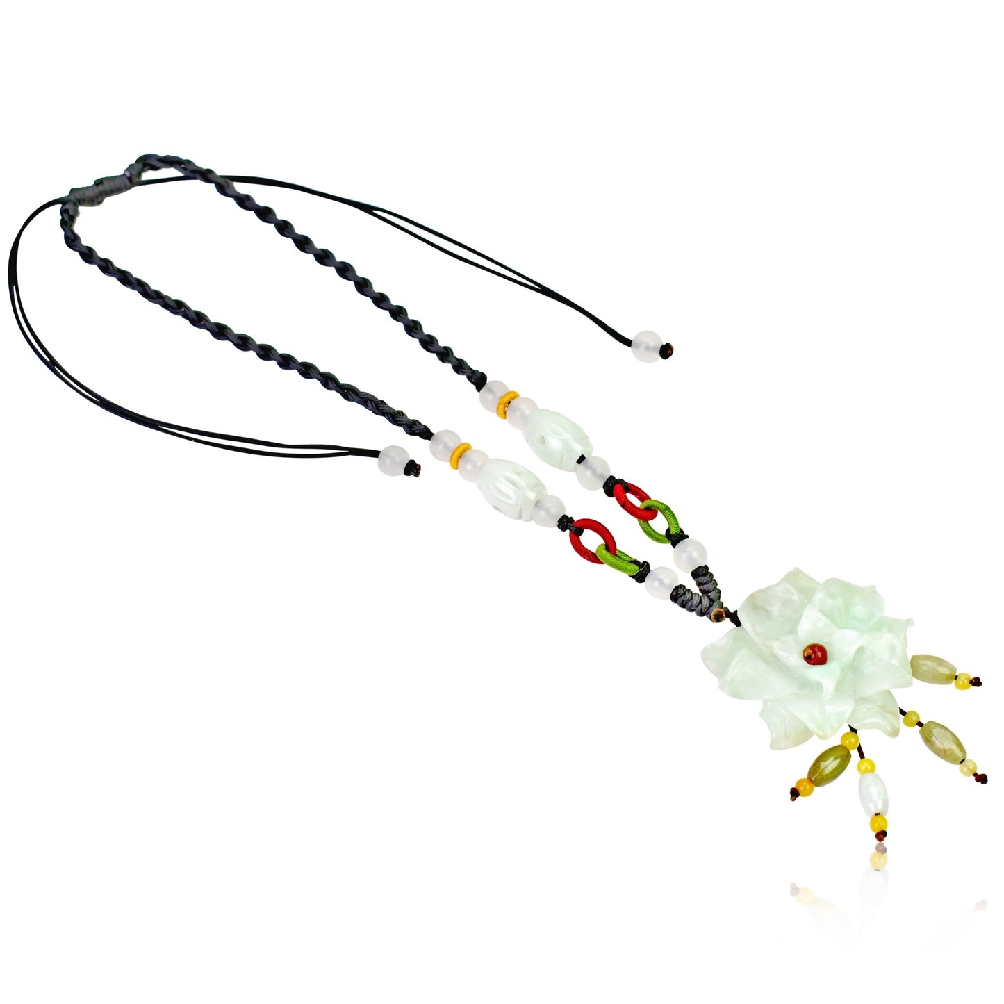 November Birthday Gift Handcrafted with Jade Flower Pendant Handmade Necklace