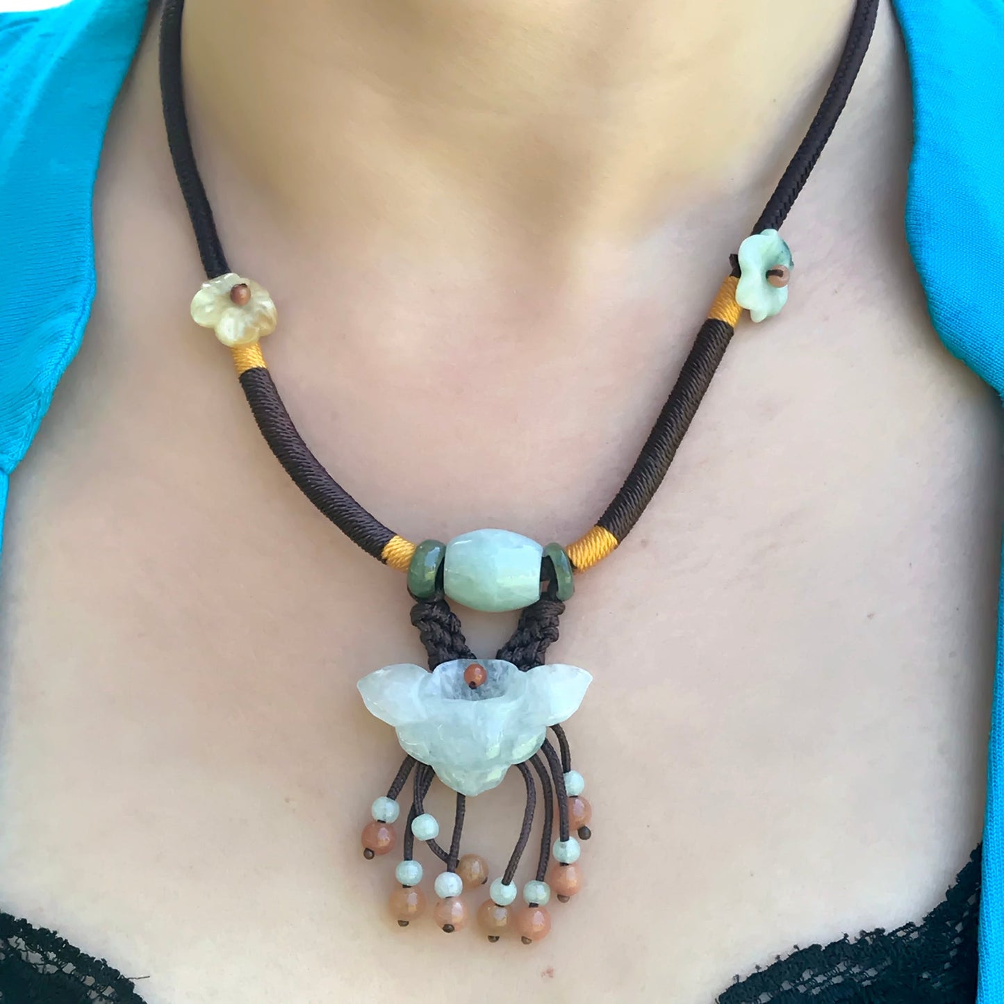 Orchid Pendant Perfect for Her Birthday
Jade Flower Pendant for Women