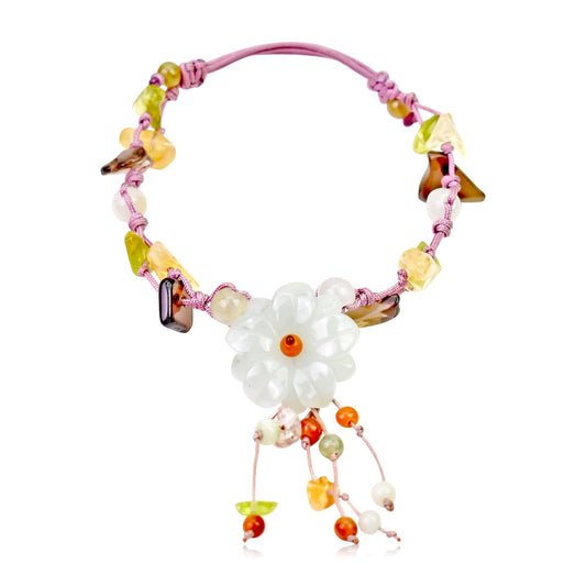 Pear Blossom a Flower Gemstone Bracelet a Treasure to Uplift Her Spirit on Valentine's Day