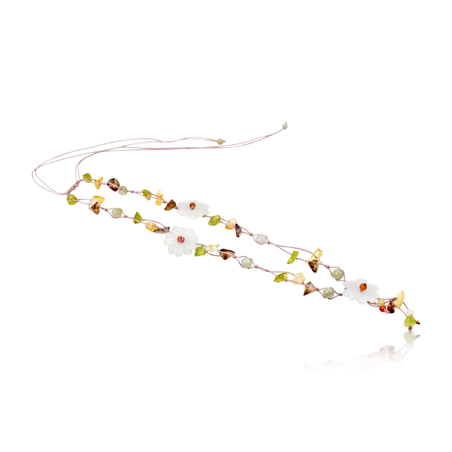 Pear blossom flower a flower gemstone necklace inspire hope, protection, and positivity in every celebration
